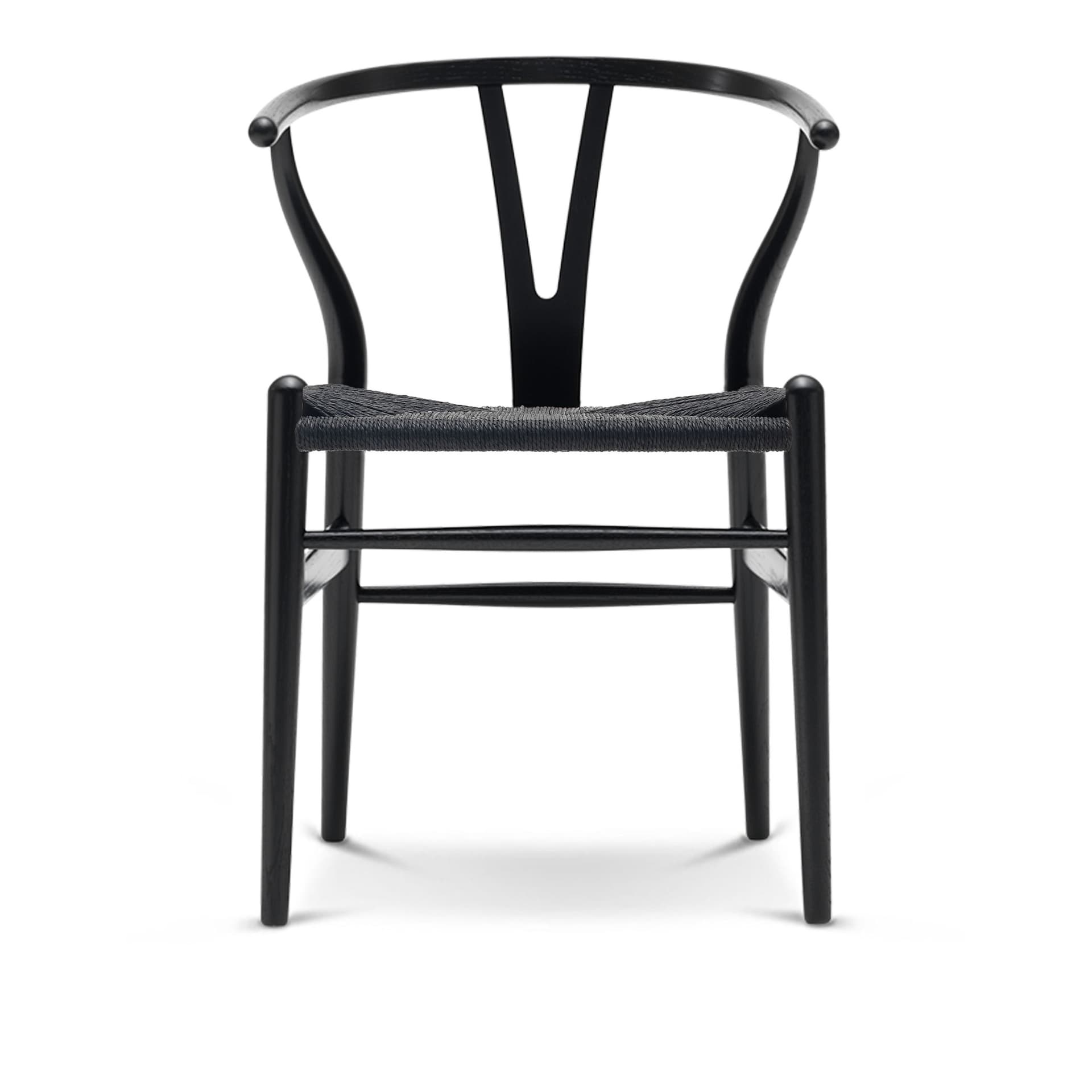 Carl Hansen - CH24 Y-Stolen, Svartlackad Ask, Svartflätat papperssnöre - Spisestoler - Hans J. Wegner - Svart - Papir/Tre