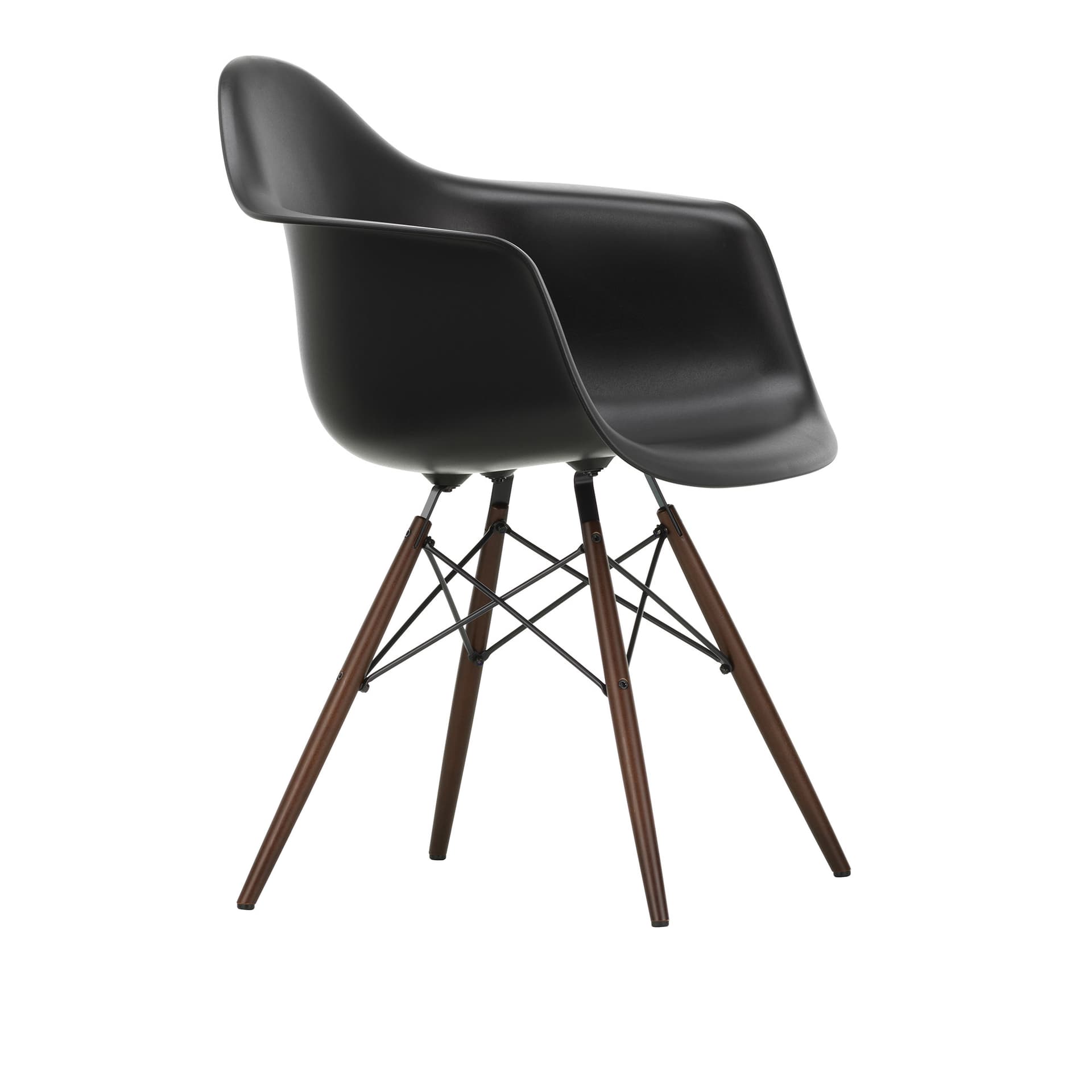 Vitra - Eames Plastic Armchair DAW - 12 Deep Black - Dark Maple - Spisestoler - Charles & Ray Eames - Svart - Metall/Tre/Plast