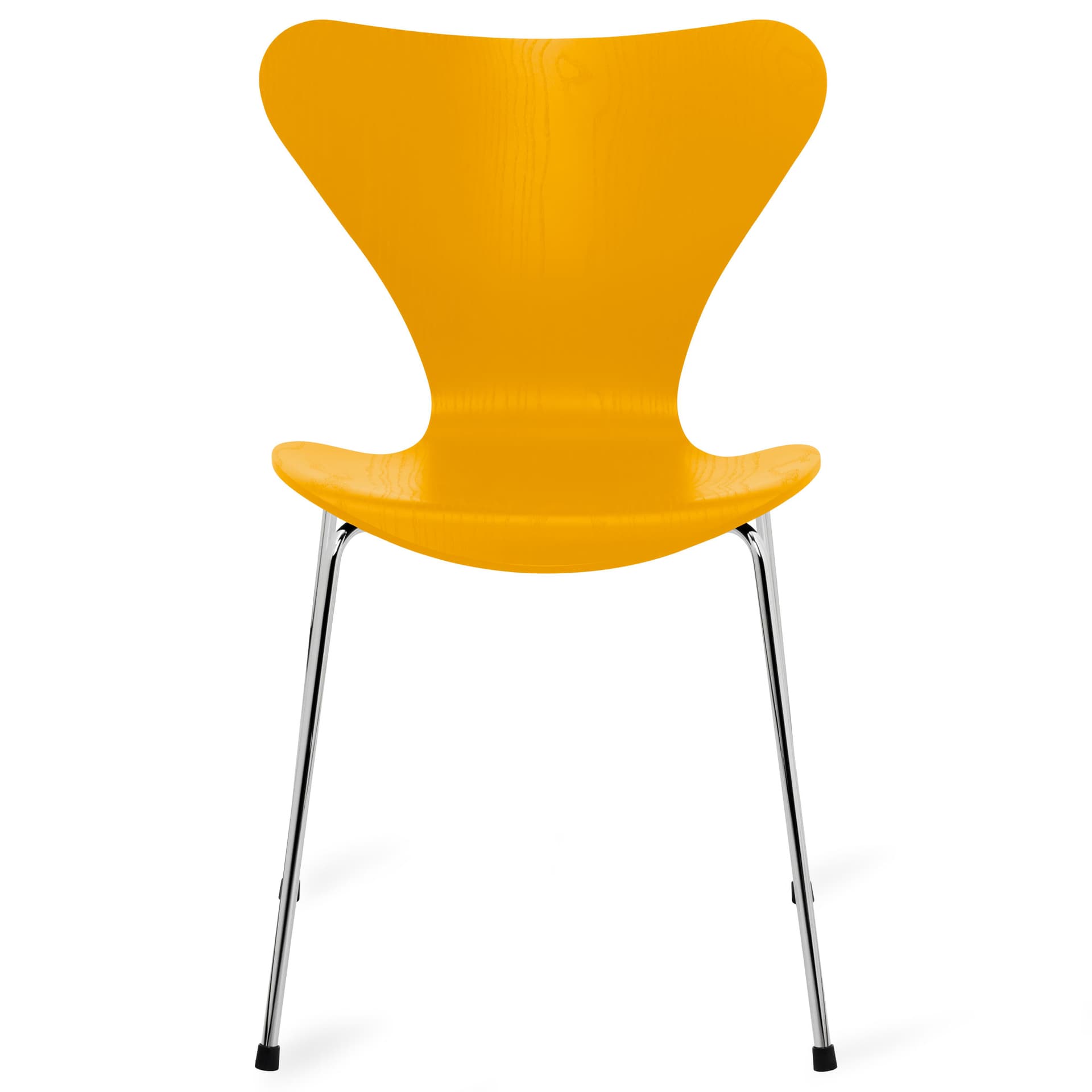 Fritz Hansen - Series 7 stol 3107 farget askfiner stålram krom true yellow - Spisestoler - Arne Jacobsen - Gul - Metall/Tre