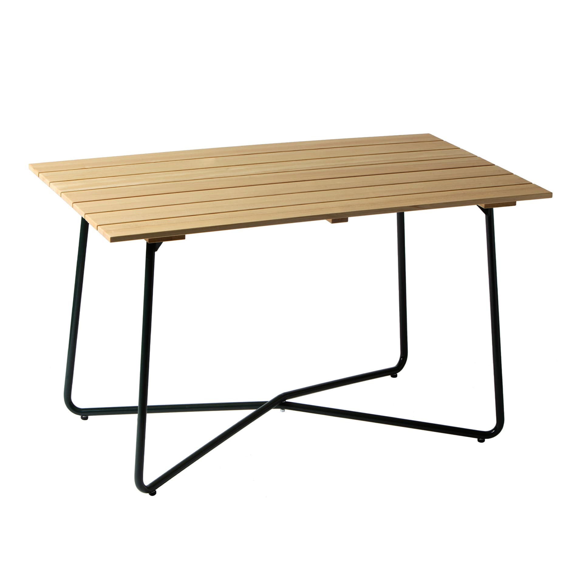 Grythyttan Stålmöbler - Bord B25A 120cm grønn stativ oljet furu - Utendørs spisebord - Tre farget