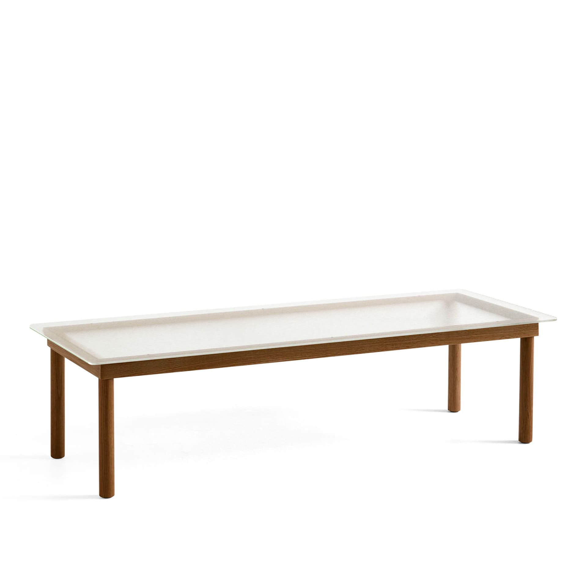 HAY - Kofi Water-Based Lacquered Walnut Frame W. Clear Reeded Glass Tabletop 140X50 - Sofabord - Martin Solem