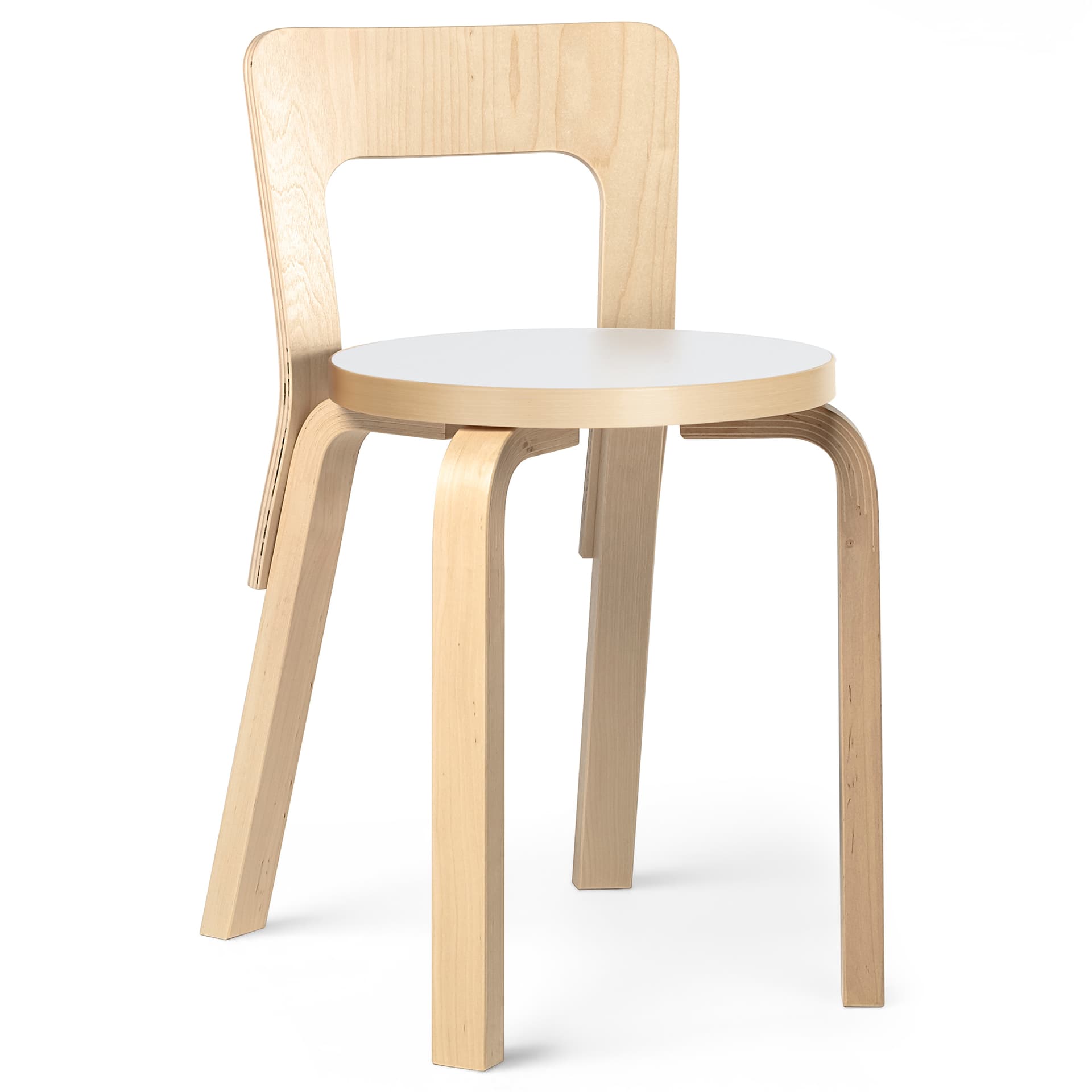 Artek - Stol 65, Vit laminat - Spisestoler - Alvar Aalto - Hvit - Tre