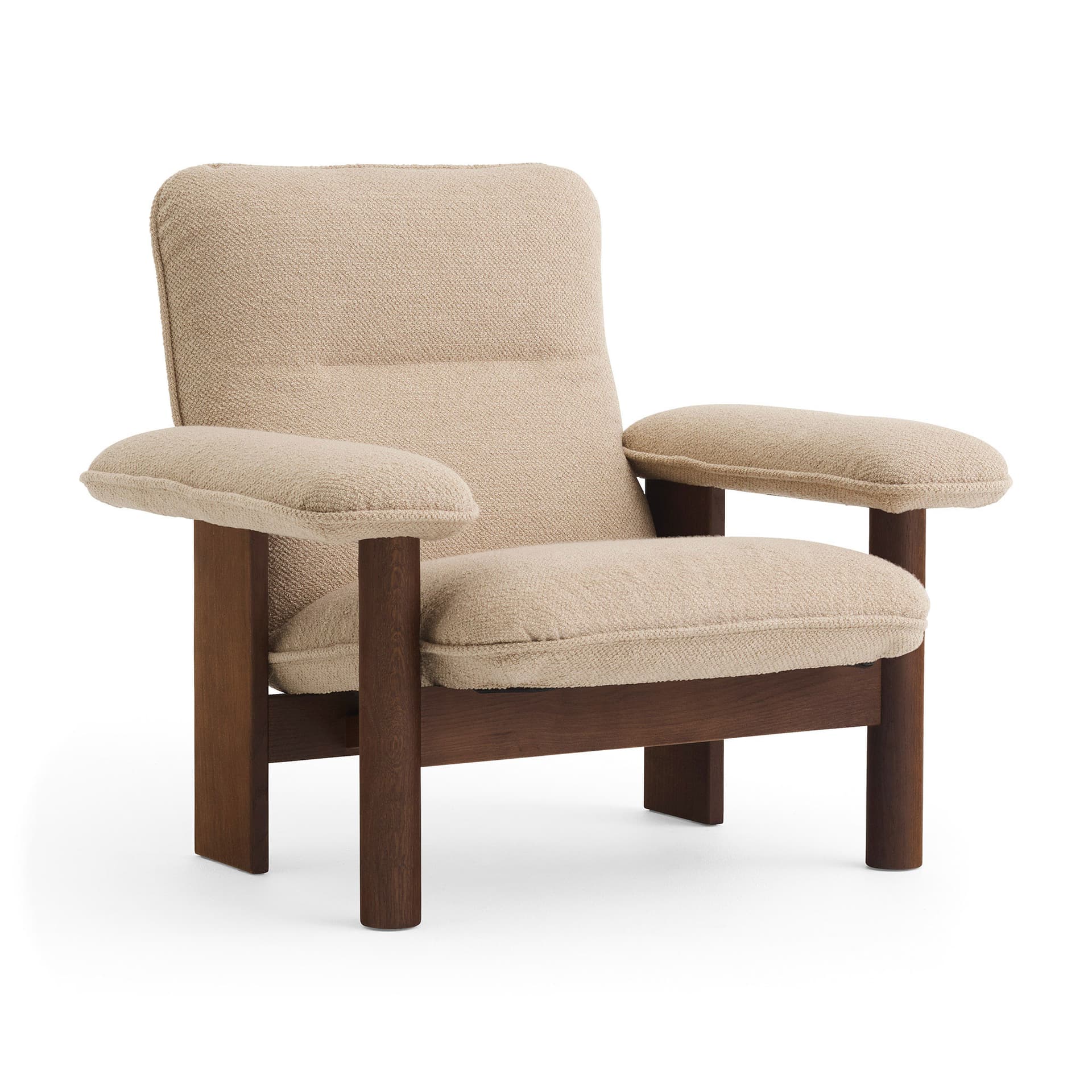 Audo Copenhagen - Brasilia Lounge Chair Solid Oak Dark stained Fabric Cat. 0 Boucle Col. 02, - Lenestoler - Anderssen & Voll - Tre farget - Tre/Tekstilmateriale/Skum