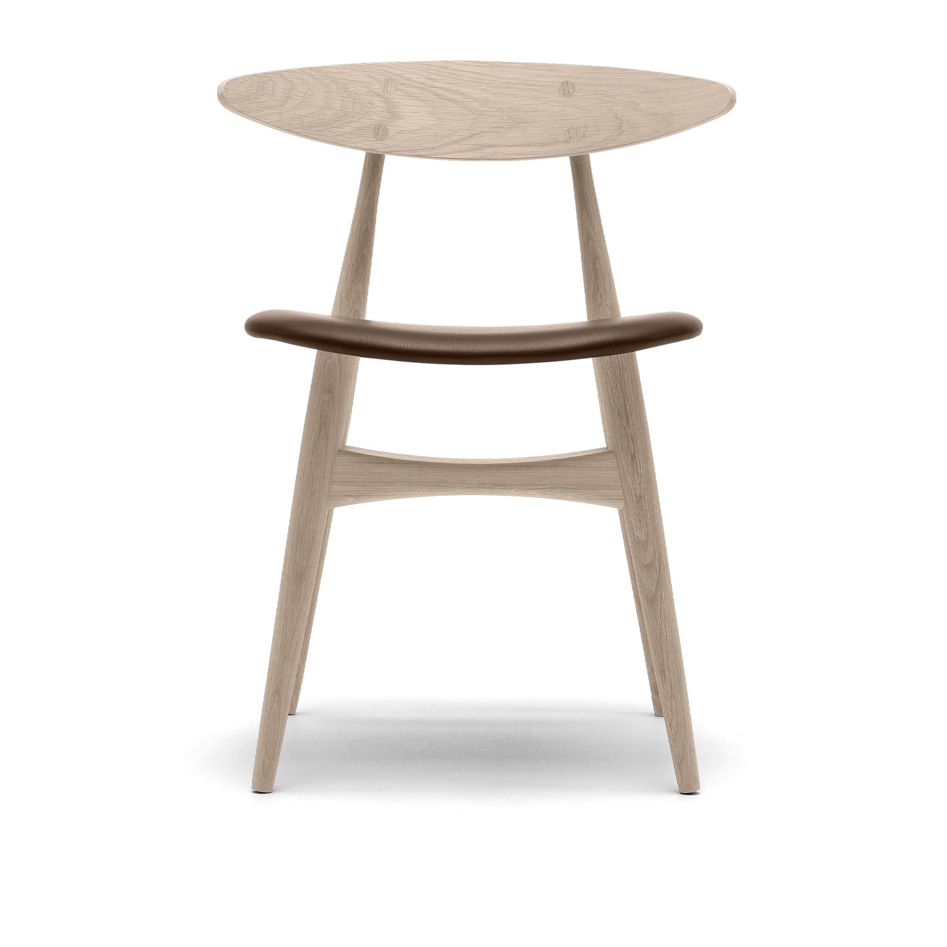 Carl Hansen - CH33P - Klädd sits, Tvålad Ek, Lädergrupp B Thor - 306 - Spisestoler - Hans J. Wegner - Tre farget - Tre