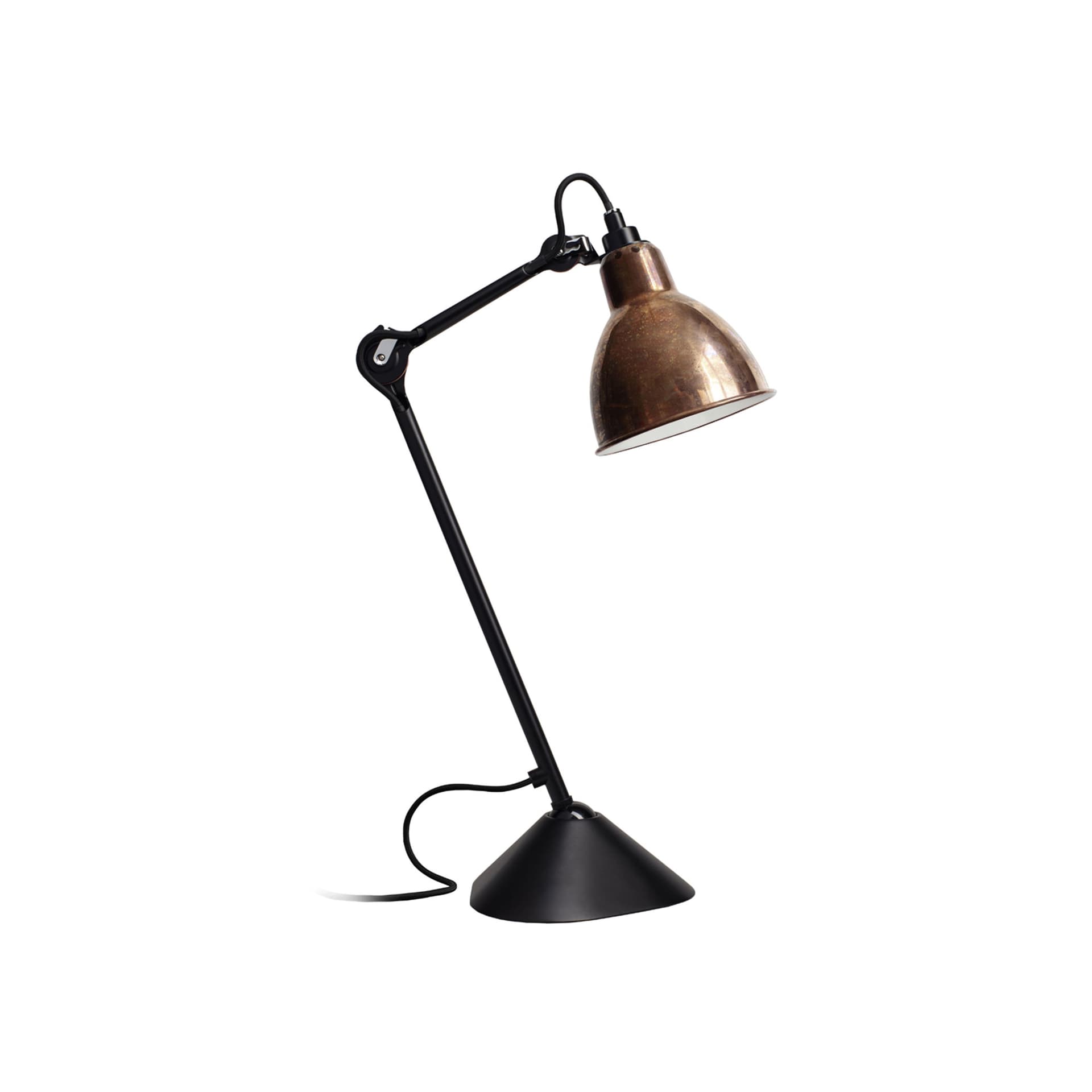 Lampe Gras - 205 Bordlampe Svart/Rå Kobber/Hvit
