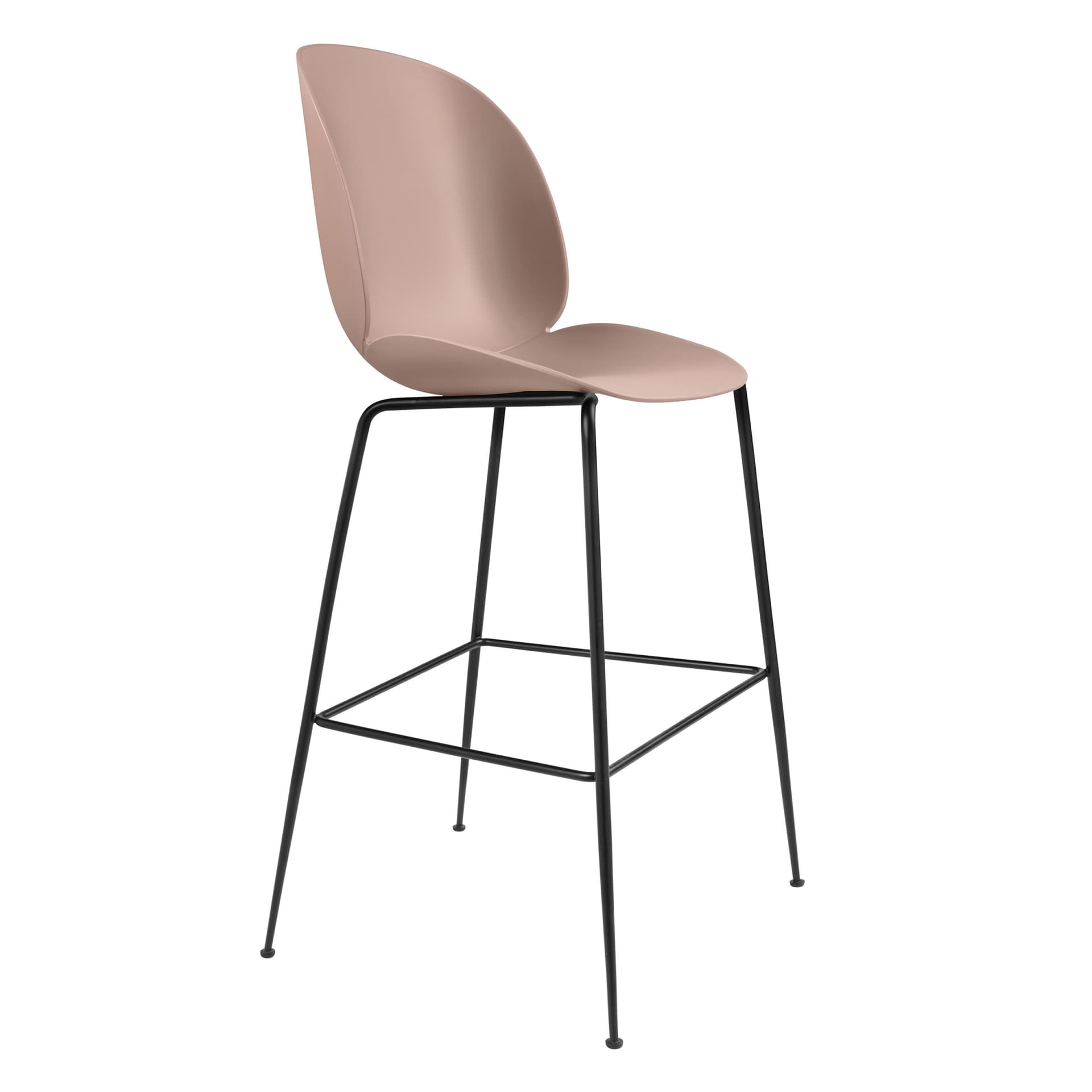 Gubi - Beetle Bar Chair Un-upholstered, Conic Base Black, Sweet Pink Shell, - Barstoler & barkrakker - GamFratesi - Rosa - Metall/Plast