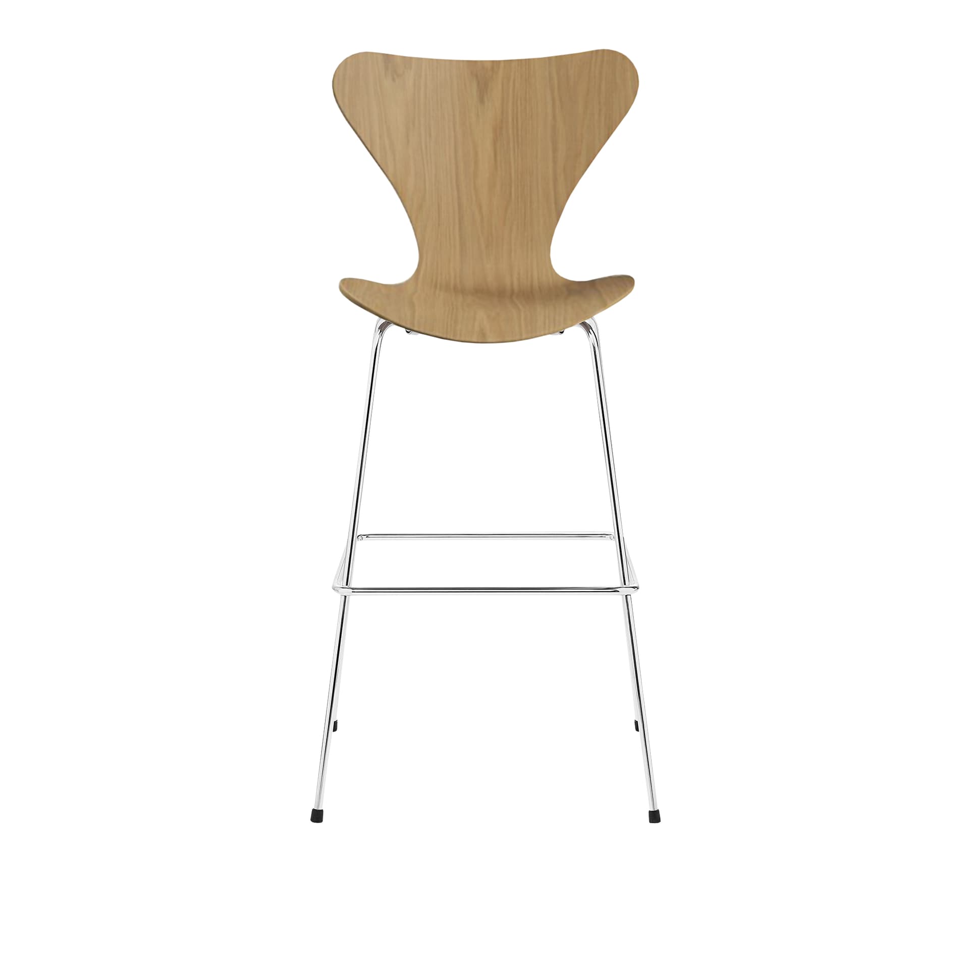 Fritz Hansen - 3197 Sjuan, Ekfanér - Barstoler & barkrakker - Arne Jacobsen - Tre farget - Metall/Tre