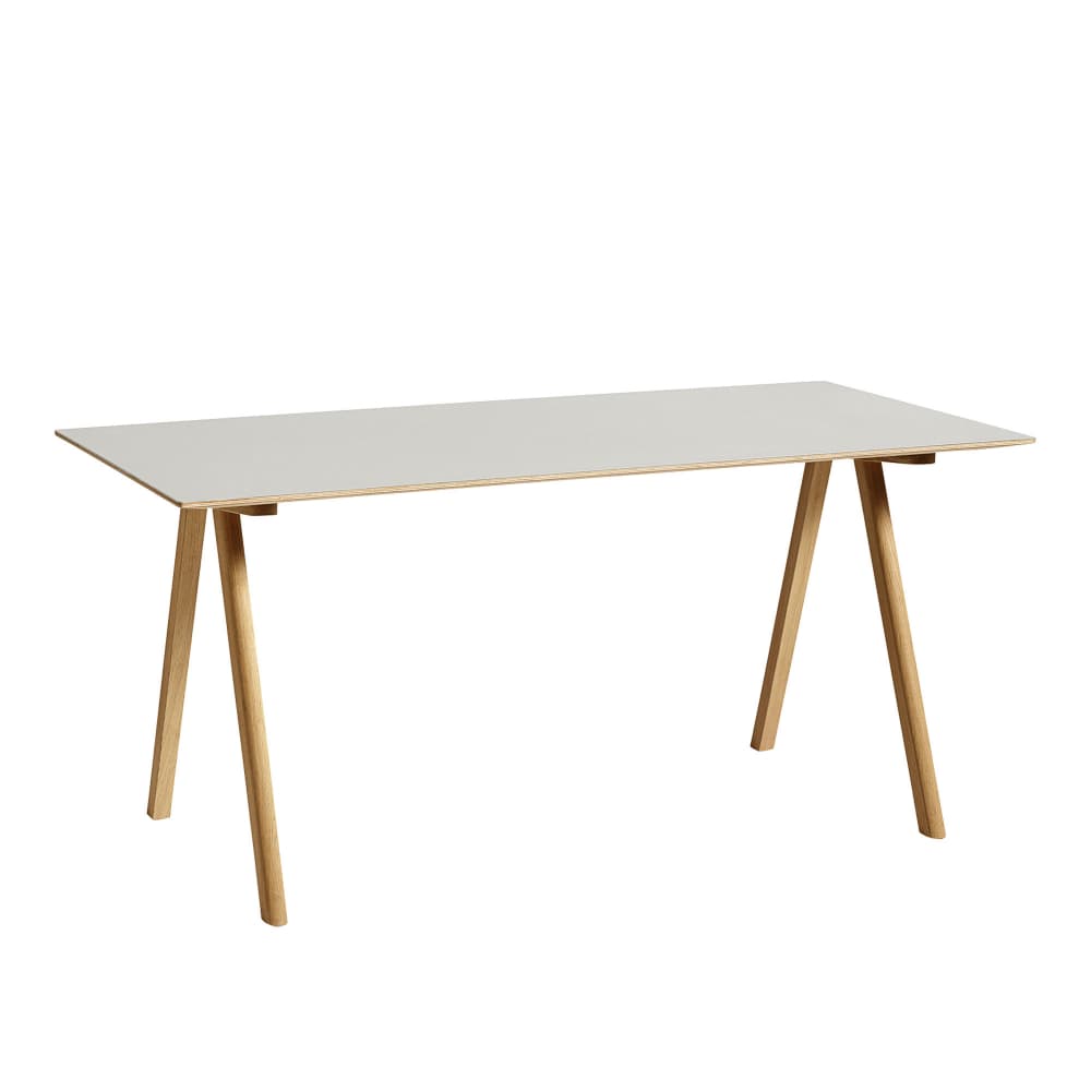 HAY - CPH10 2.0 Desk Lacquered Oak Frame L160 X W80 X H74 Off-White Linoleum Top Lacquered Edge - Skrivebord - Ronan & Erwan Bouroullec - Hvit - Tre