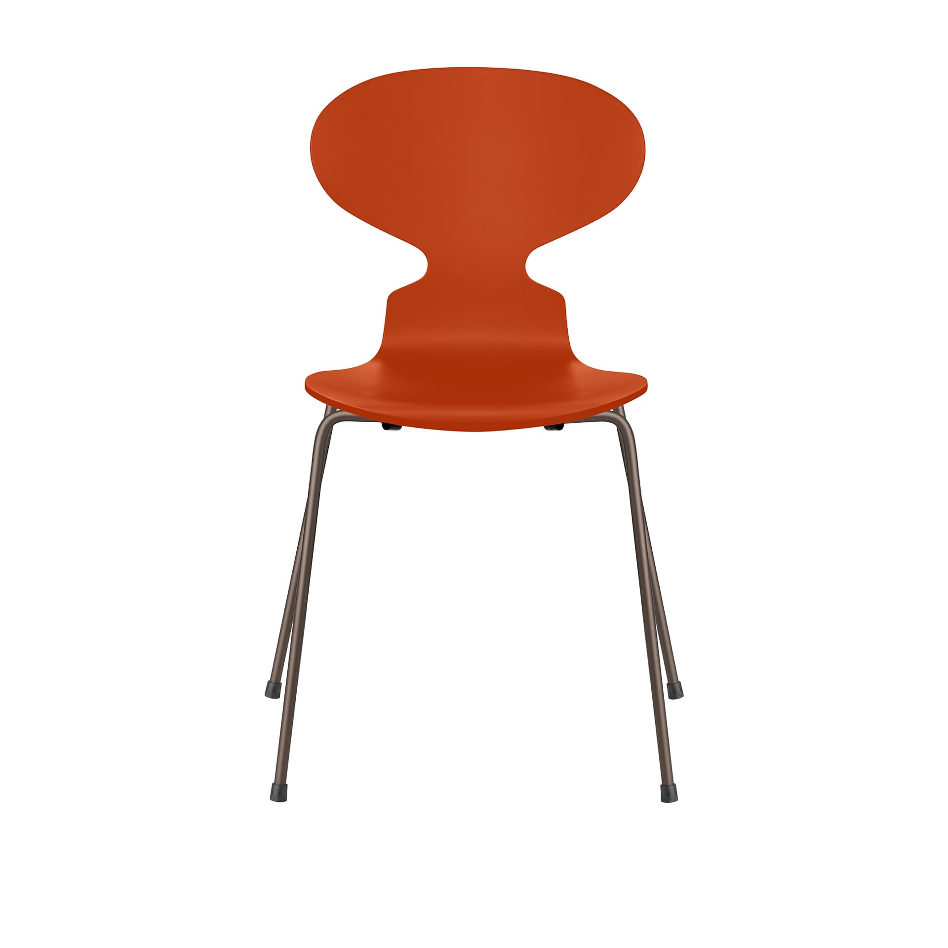 Fritz Hansen - Ant 3101 lakkert bøketrefinér stålstativ brun bronse paradise orange - Spisestoler - Arne Jacobsen - Oransje - Metall/Tre