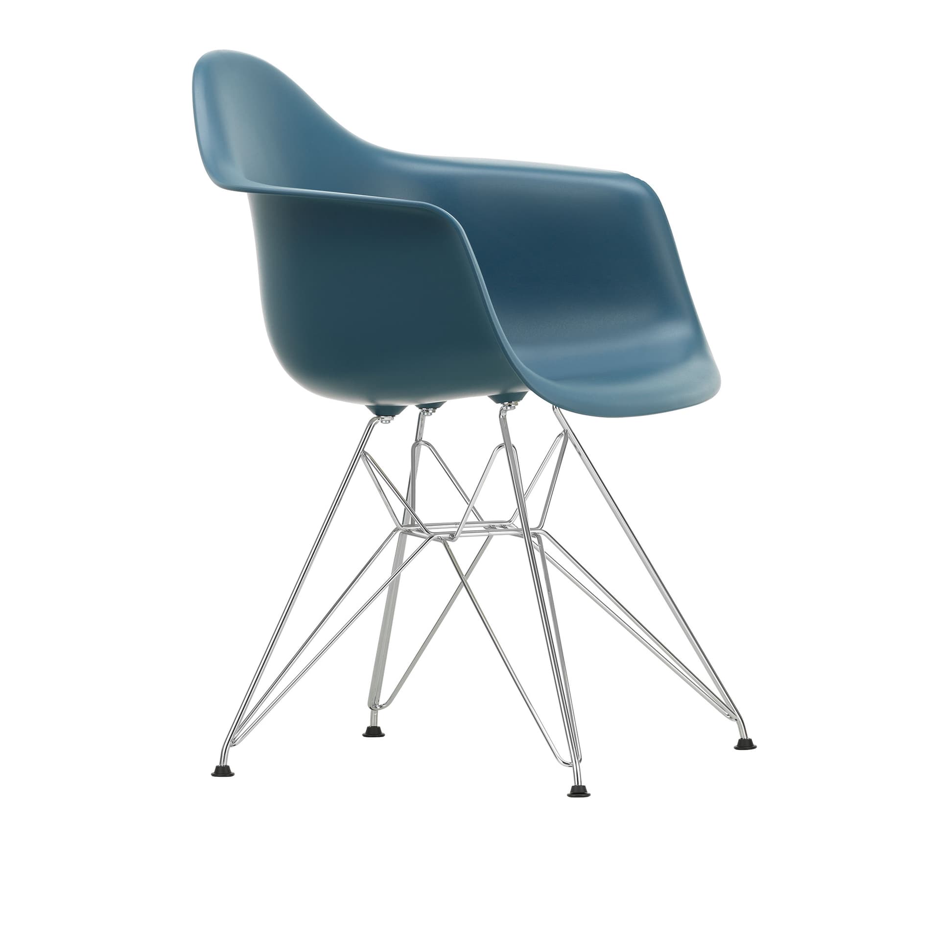Vitra - Eames Plastic Armchair DAR - 83 Sea Blue - Chrome Base - Spisestoler - Charles & Ray Eames - Blå - Metall/Plast