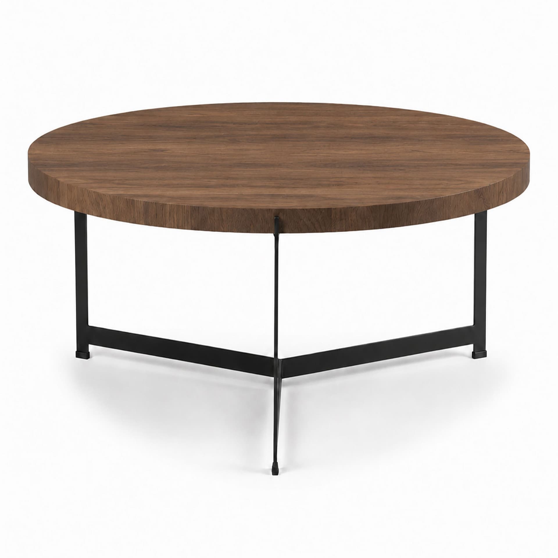 Dk3 - Plateau Coffee Table - Ø 60 cm - Höjd 45 cm, Skiva i Oljad rökt ek, Underrede i Svart pulverlackerat stål - Sofabord - Søren Rose Studio - Tre farget - Metall/Tre