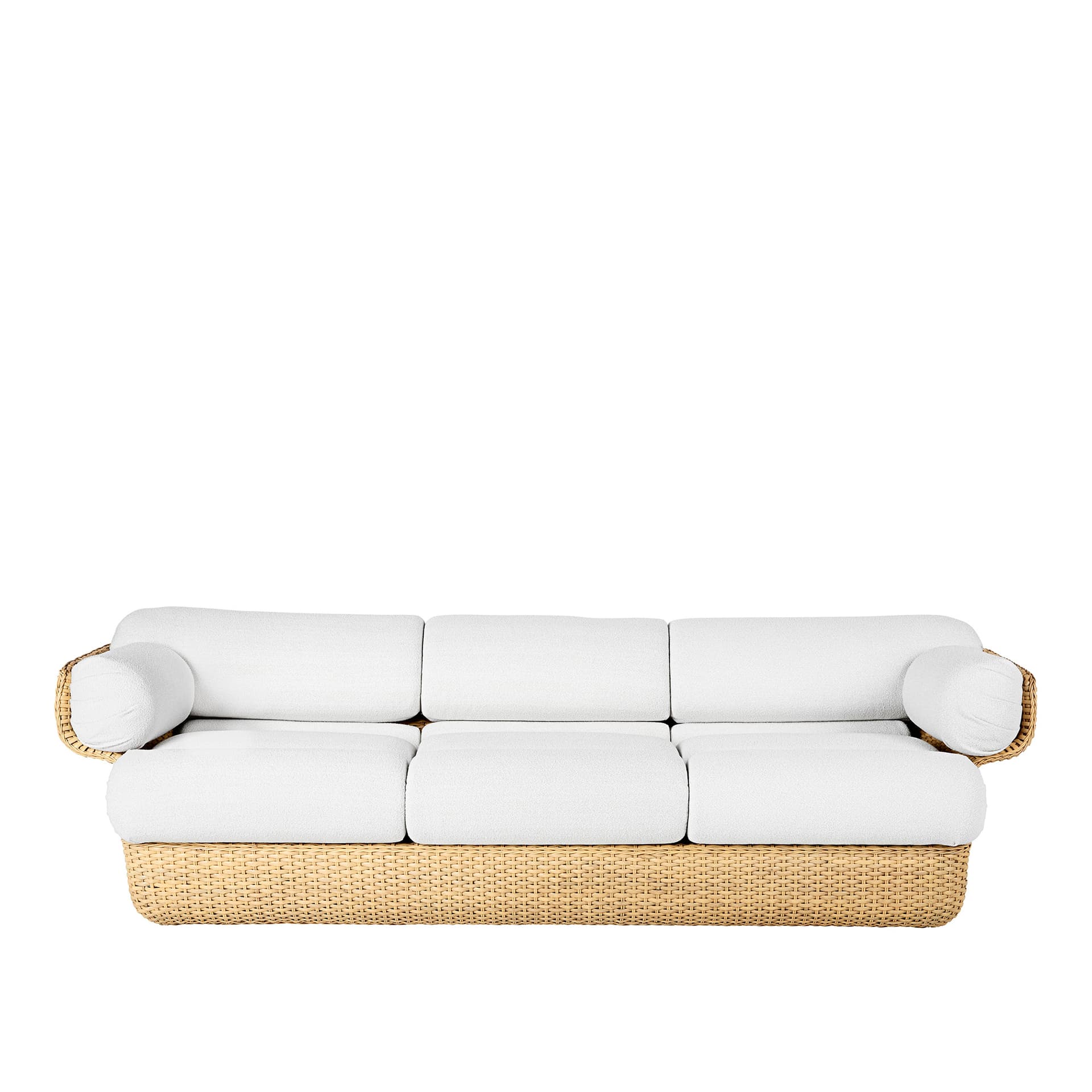 Gubi - Basket Sofa - Fully Upholstered, 3-seater Rattan Lorkey 40, Limonta - Sofaer - Joe Colombo - Hvit