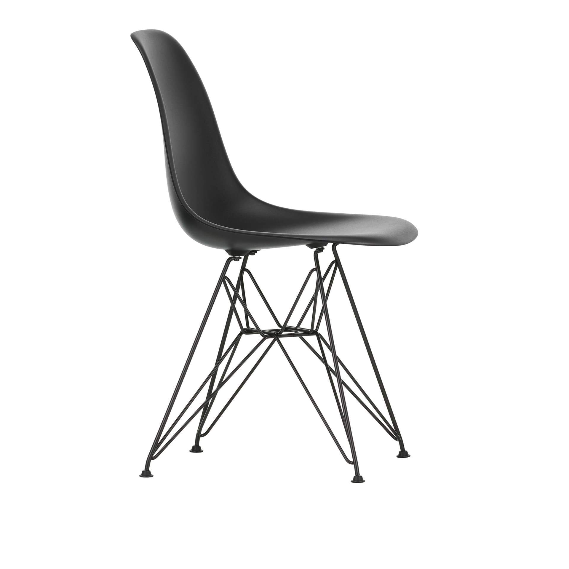 Vitra - Eames Plastic Chair DSR 12 Deep Black Basic Dark Base - Spisestoler - Charles & Ray Eames - Svart - Metall/Plast