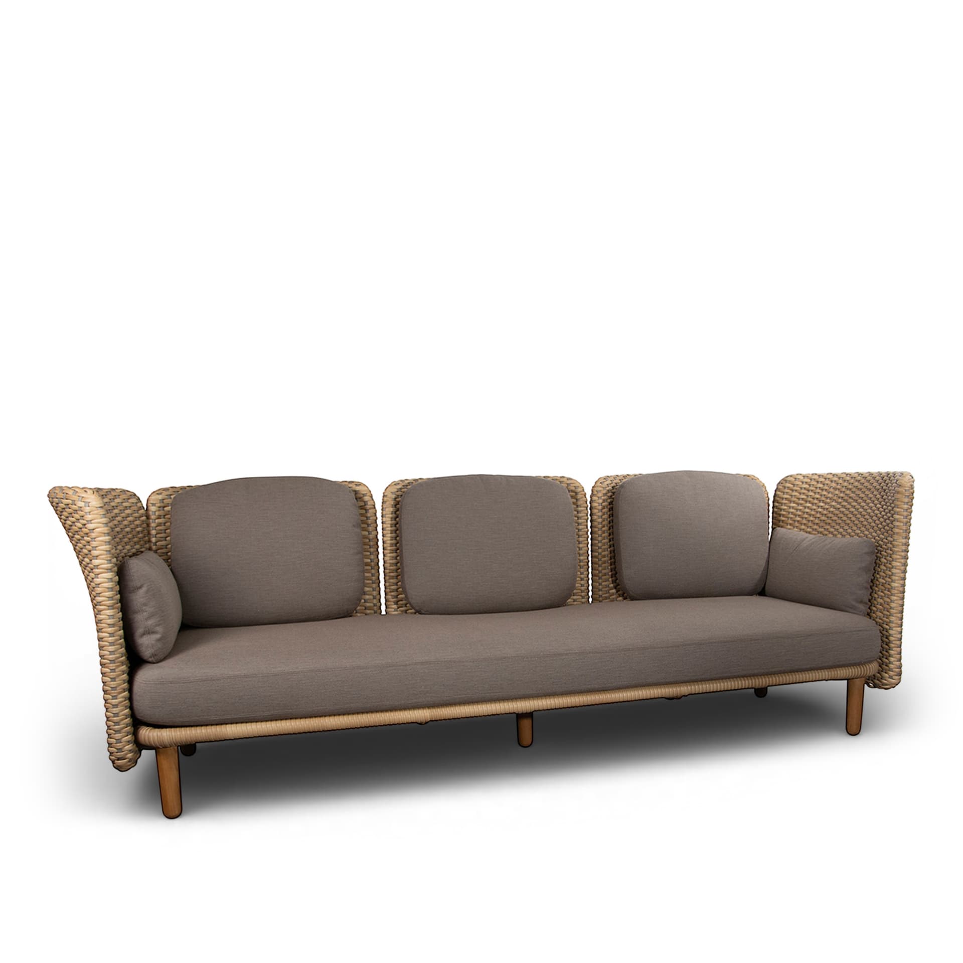 Cane-Line - Arch 3-seater sofa with low arm-backrest – Natural Taupe Cane-line Flat Weave - Utendørs sofaer - Foersom & Hiort-Lorenzen