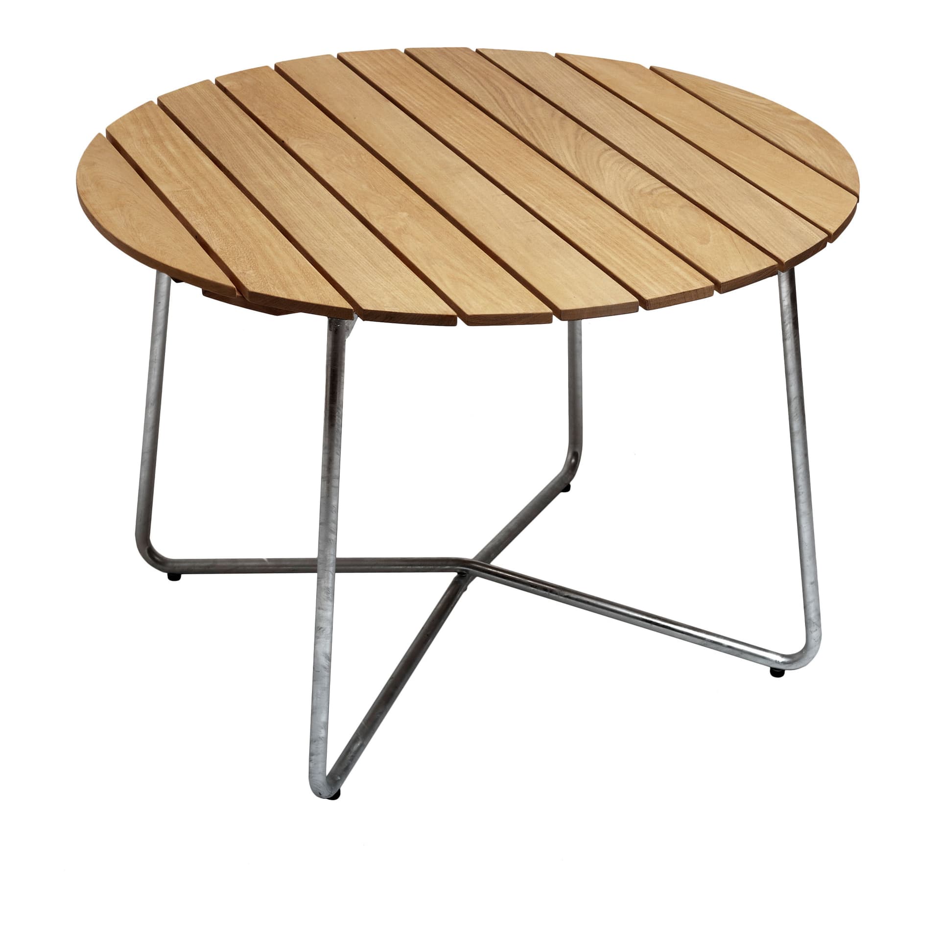 Grythyttan Stålmöbler - Bord 9A Ø100cm varmforsinket stativ oljet eik - Utendørs spisebord - Tre farget - Metall/Tre