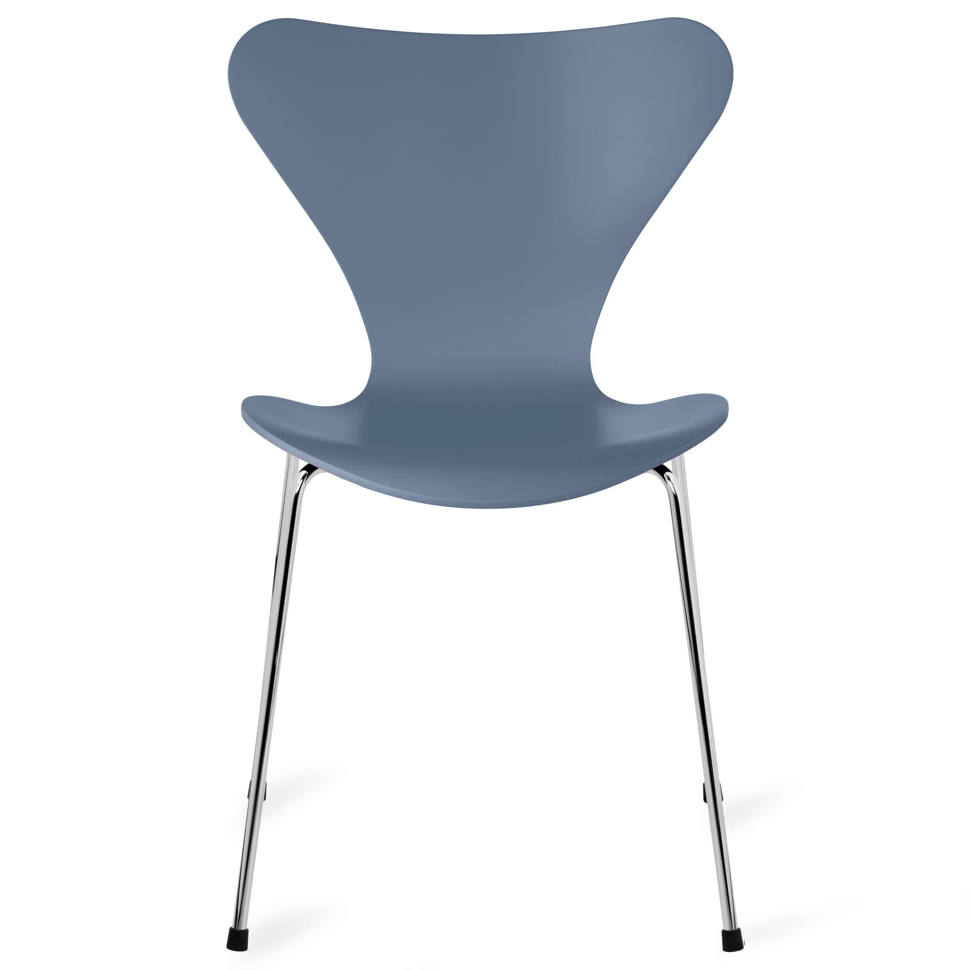 Fritz Hansen - Series 7 stol 3107 bøkfiner stålunderstell krom dusk blue - Spisestoler - Arne Jacobsen - Blå - Metall/Tre