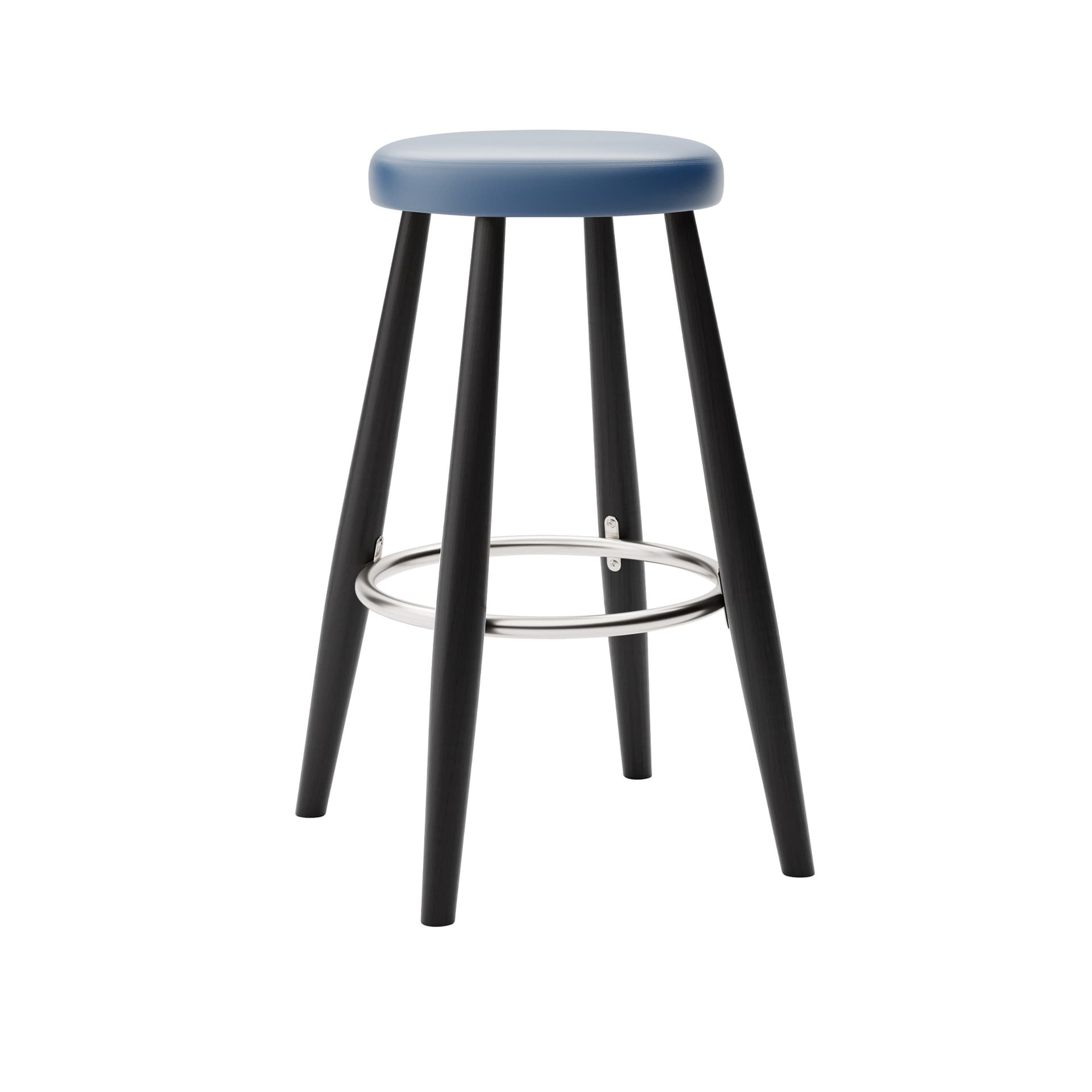 Carl Hansen - CH58 Low Stool, Svartlackad Ek, Lädergrupp A Loke - 7310 - Barstoler & barkrakker - Hans J. Wegner - Svart - Lær/Metall/Tre