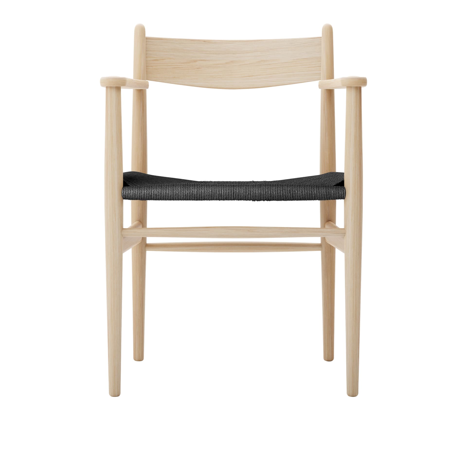 Carl Hansen - CH37, Vitoljad Ek, Svartflätat papperssnöre - Spisestoler - Hans J. Wegner - Tre farget - Tre
