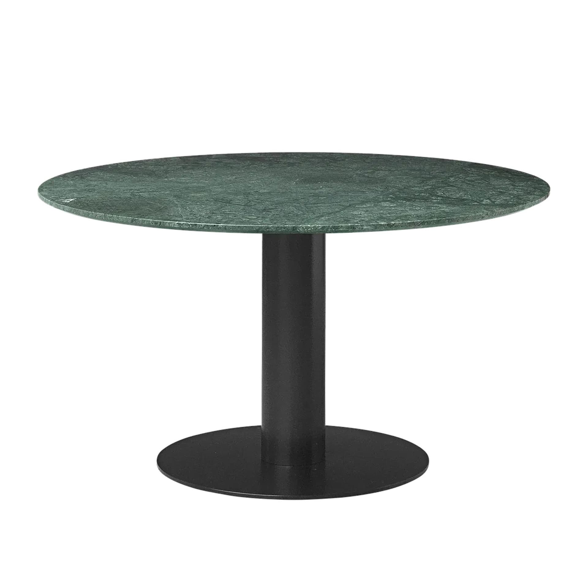 Gubi - GUBI 2.0 Dining Table, Ø 130 cm, Skiva: Marmor - Verde Guatemala, Bas: Svart - Spisebord - Grønn - Metall/Stein