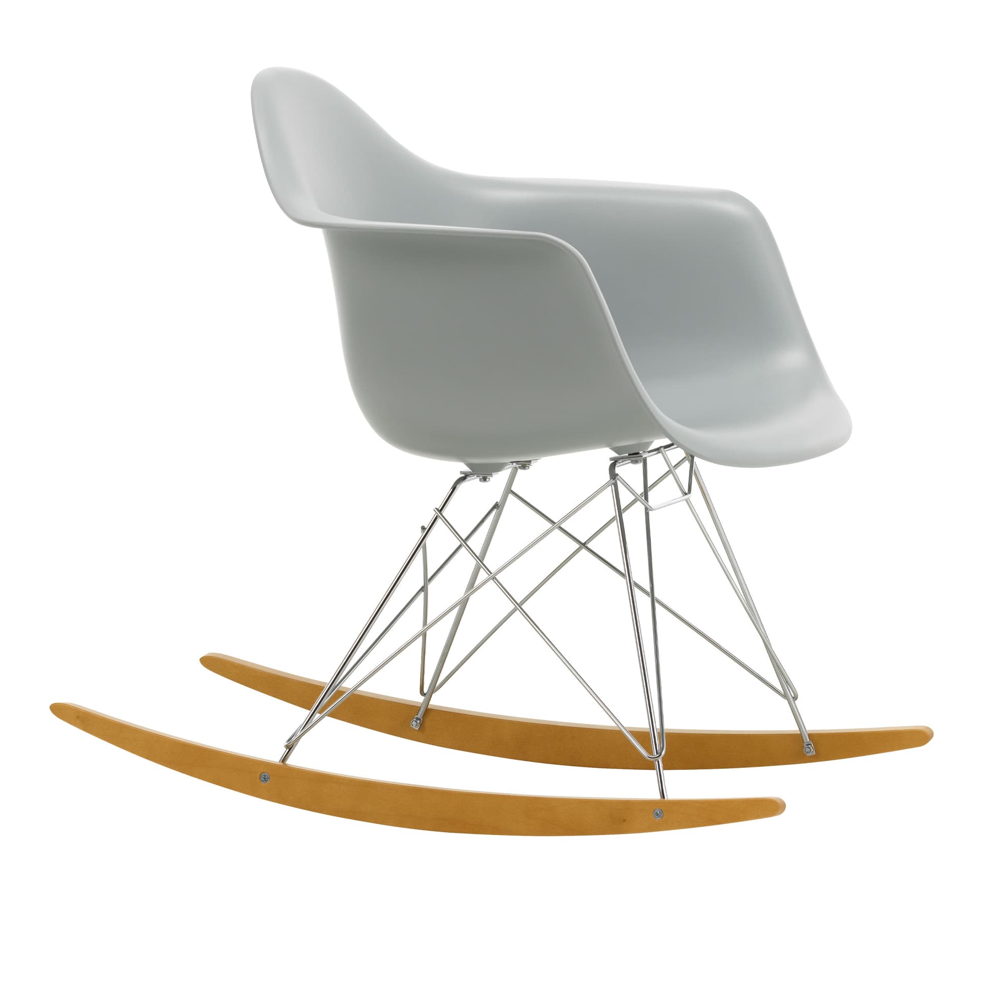 Vitra - Eames Plastic Armchair RAR - 24 Light Grey - Chrome Base - Golden Maple - Lenestoler - Charles & Ray Eames - Grå - Metall/Tre/Plast