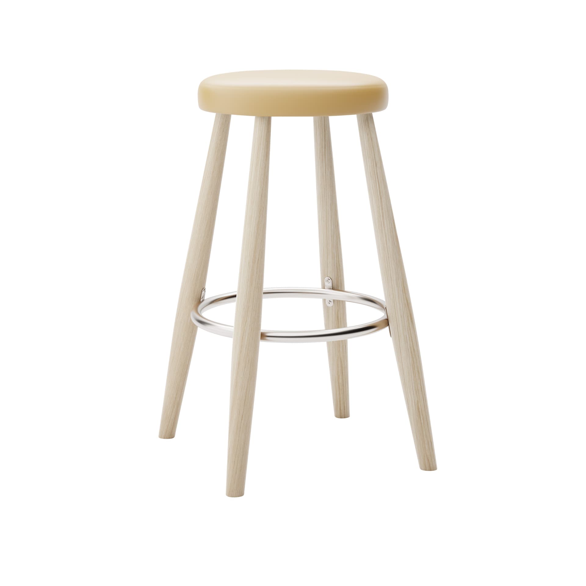 Carl Hansen - CH58 Low Stool, Tvålad Ek, Lädergrupp B Thor - 325 - Barstoler & barkrakker - Hans J. Wegner - Tre farget - Lær/Metall/Tre