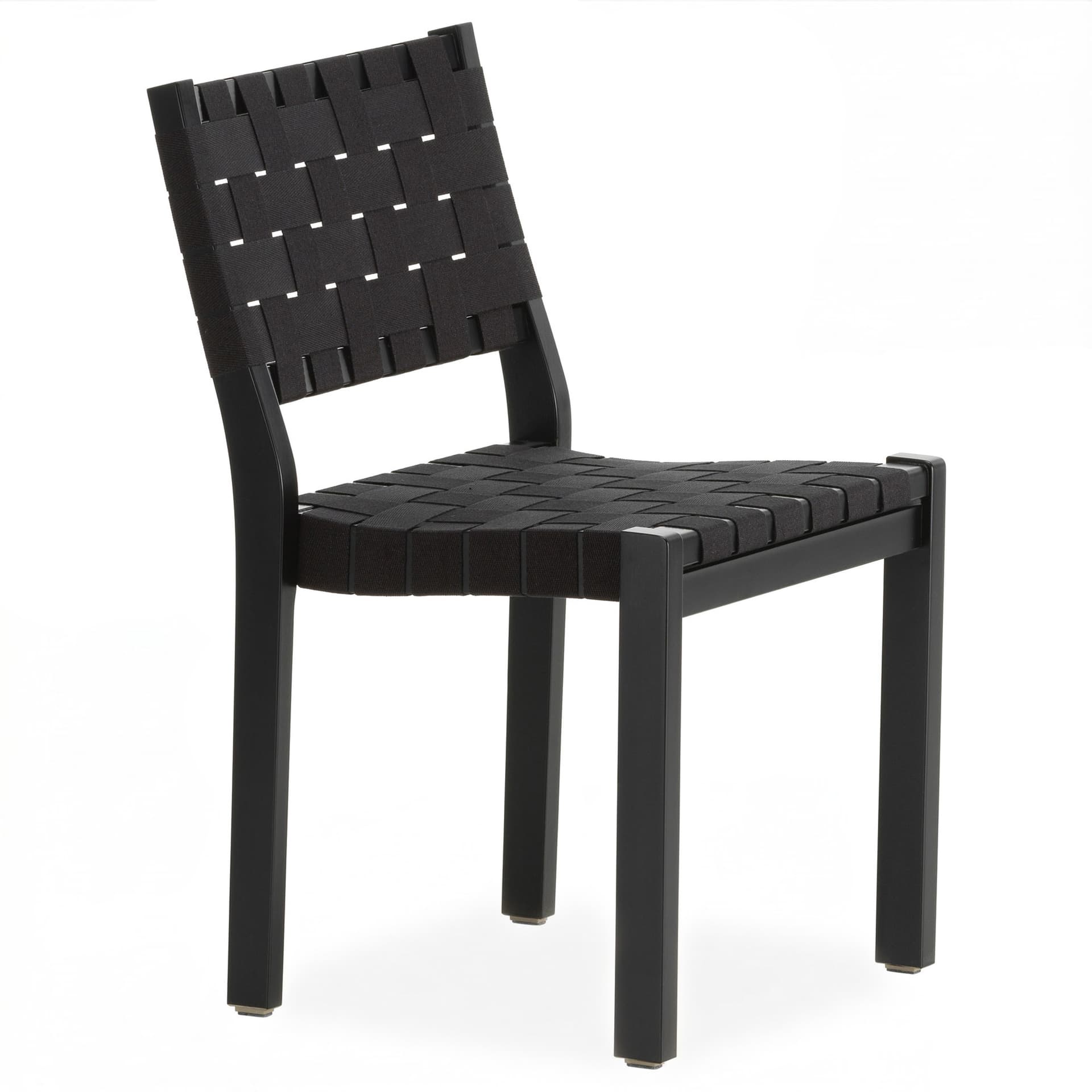 Artek - Stol 611, Svartlackad, Svart sadelgjord - Spisestoler - Alvar Aalto - Tre farget - Naturlig materiale/Tre