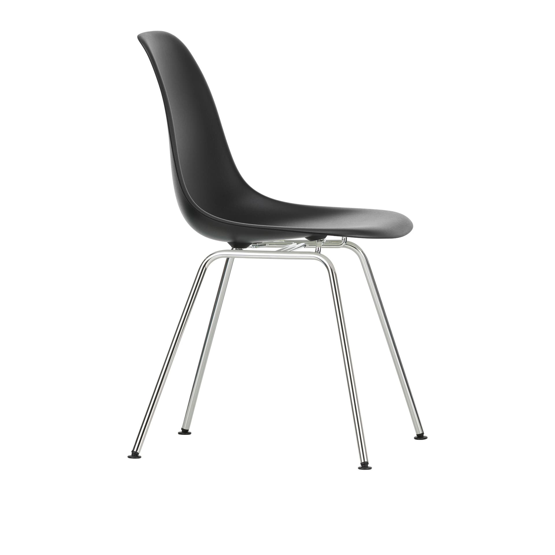 Vitra - Eames Plastic Chair DSX - 12 Deep Black - Chrome Base - Spisestoler - Charles & Ray Eames - Svart - Metall/Plast