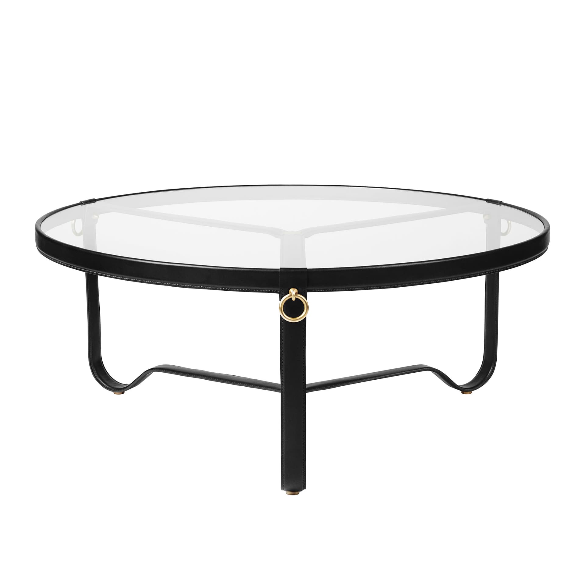 Gubi - Adnet Coffee Table Ø 100 cm Black Leather - Sofabord - Jacques Adnet - Svart