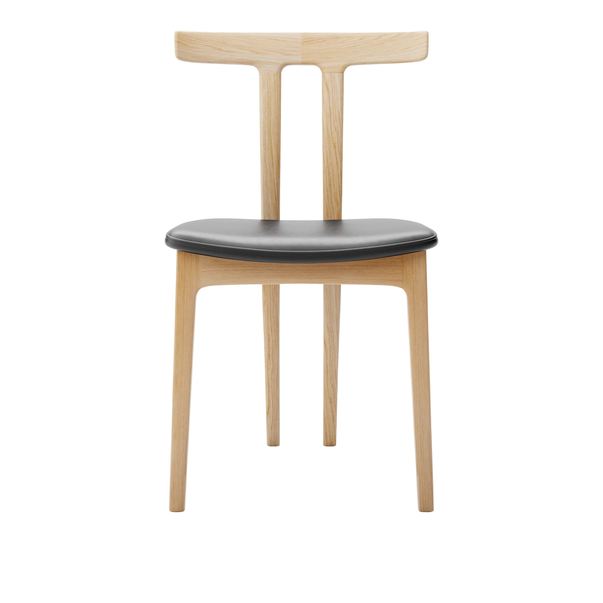 Carl Hansen - OW58, T-Chair, Lacquered Oak, Leather Cat. C Sif 98 - Spisestoler - Ole Wanscher - Tre farget - Lær/Tre/Skum