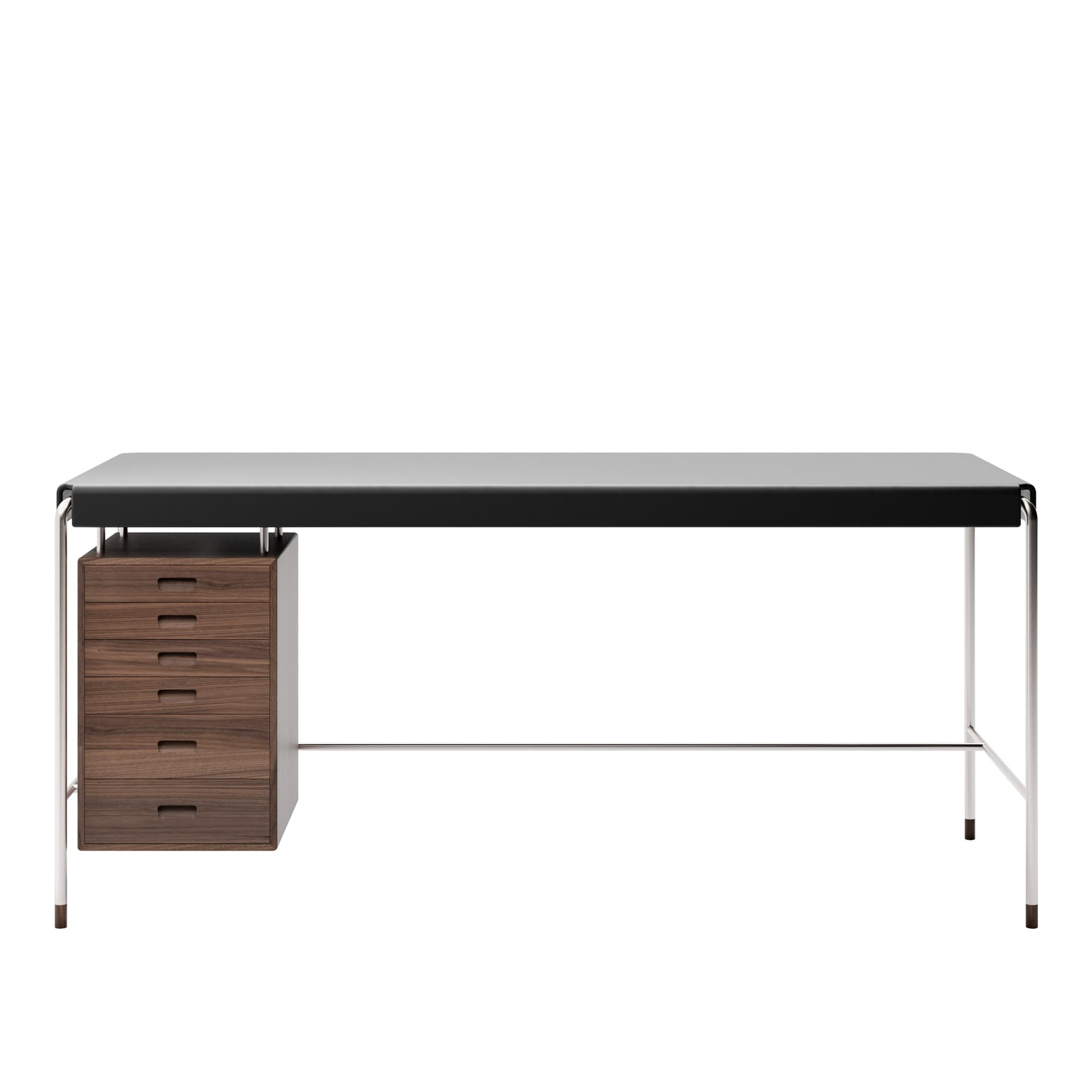 Carl Hansen - AJ52 160x70 Society Table, Valnöt, Oljad - Skrivebord - Arne Jacobsen - Tre farget,Svart - Lær/Metall/Tre