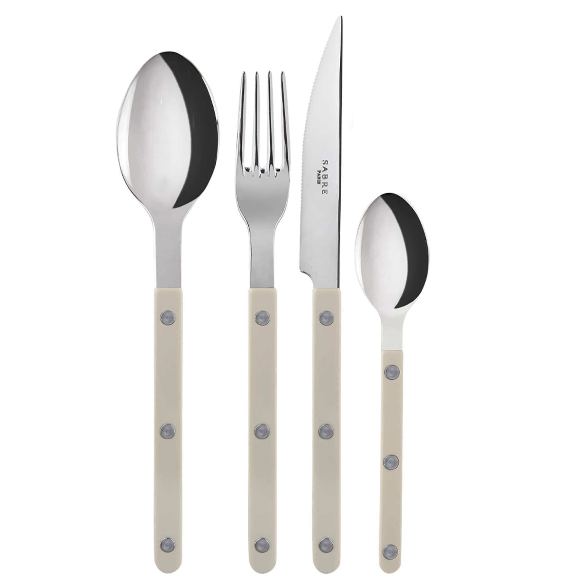 Sabre Paris - Bistrot Shiny Solid / 24 Pieces Cutlery Set / Light Kaki - Bestikksett