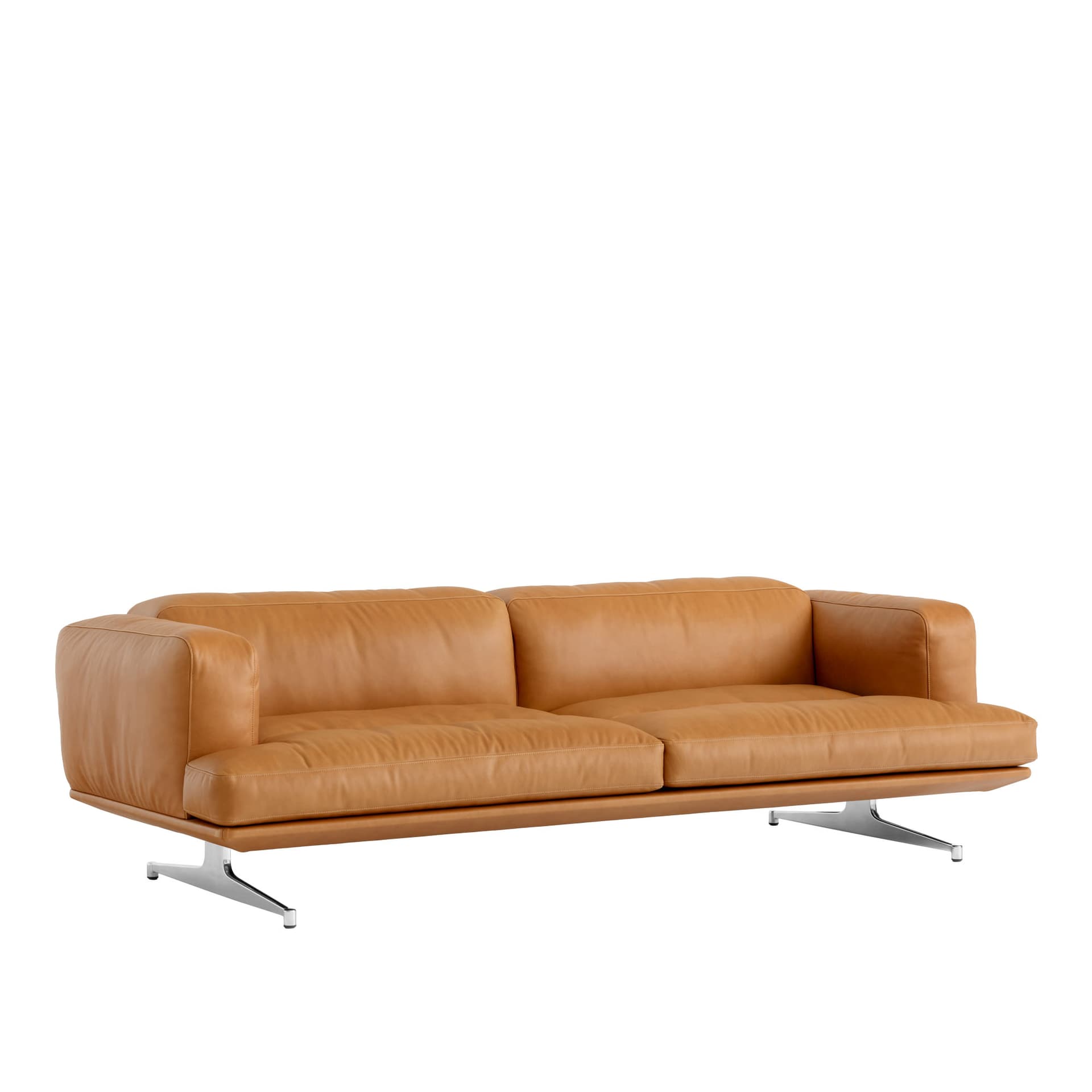 &Tradition - Inland AV23 3-seters sofa aluminium/Noble konjakkfarget skinn - Sofaer - Anderssen & Voll