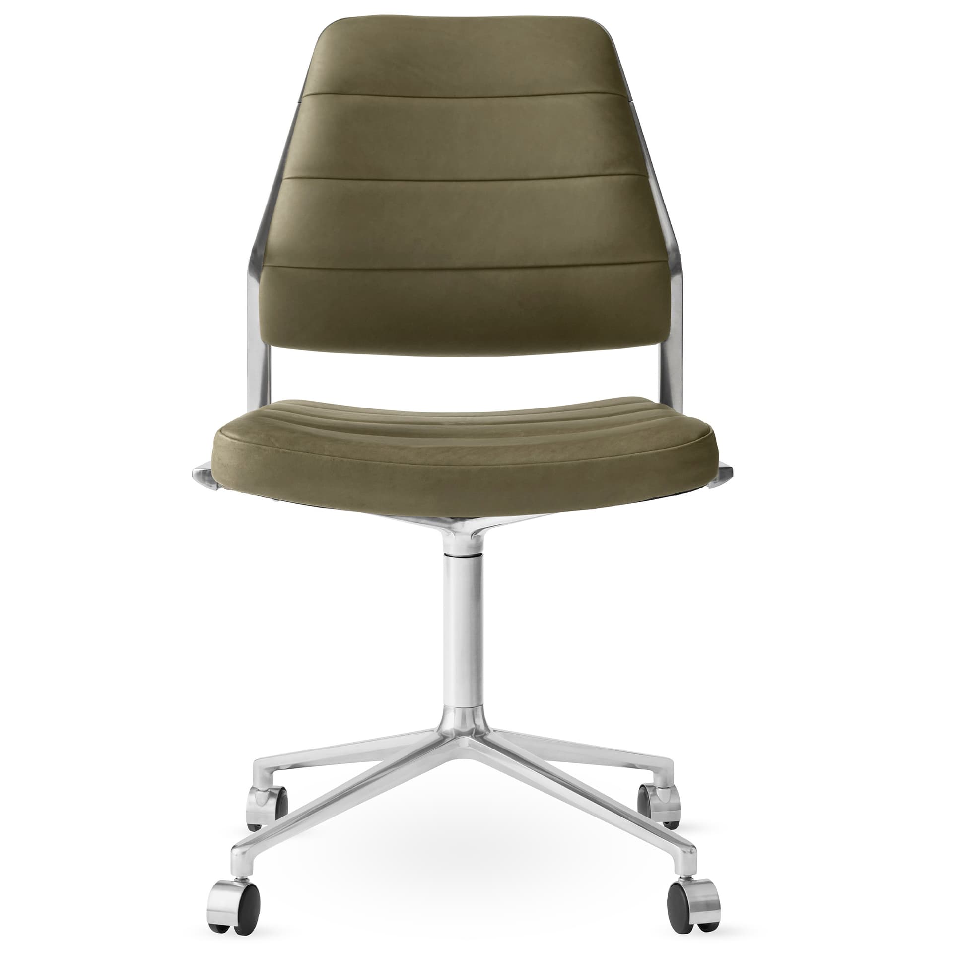 Vipp - Vipp454 Swivel chair, polished, castors, Bosco leather - Kontorstoler