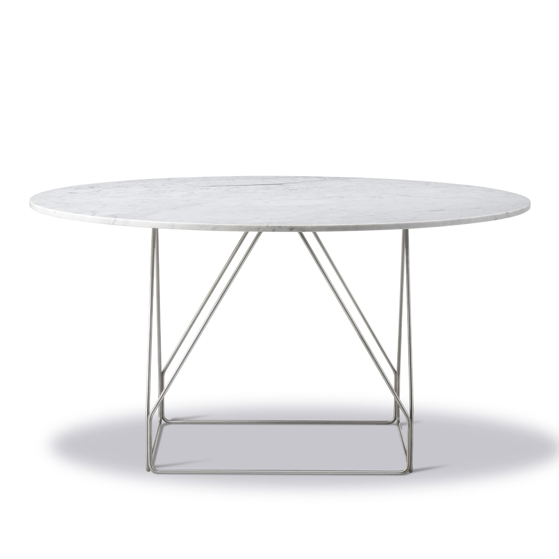Fredericia Furniture - JG Table - Ø140 cm - White Carrara - Brushed stainless steel - Spisebord - Jørgen Gammelgaard