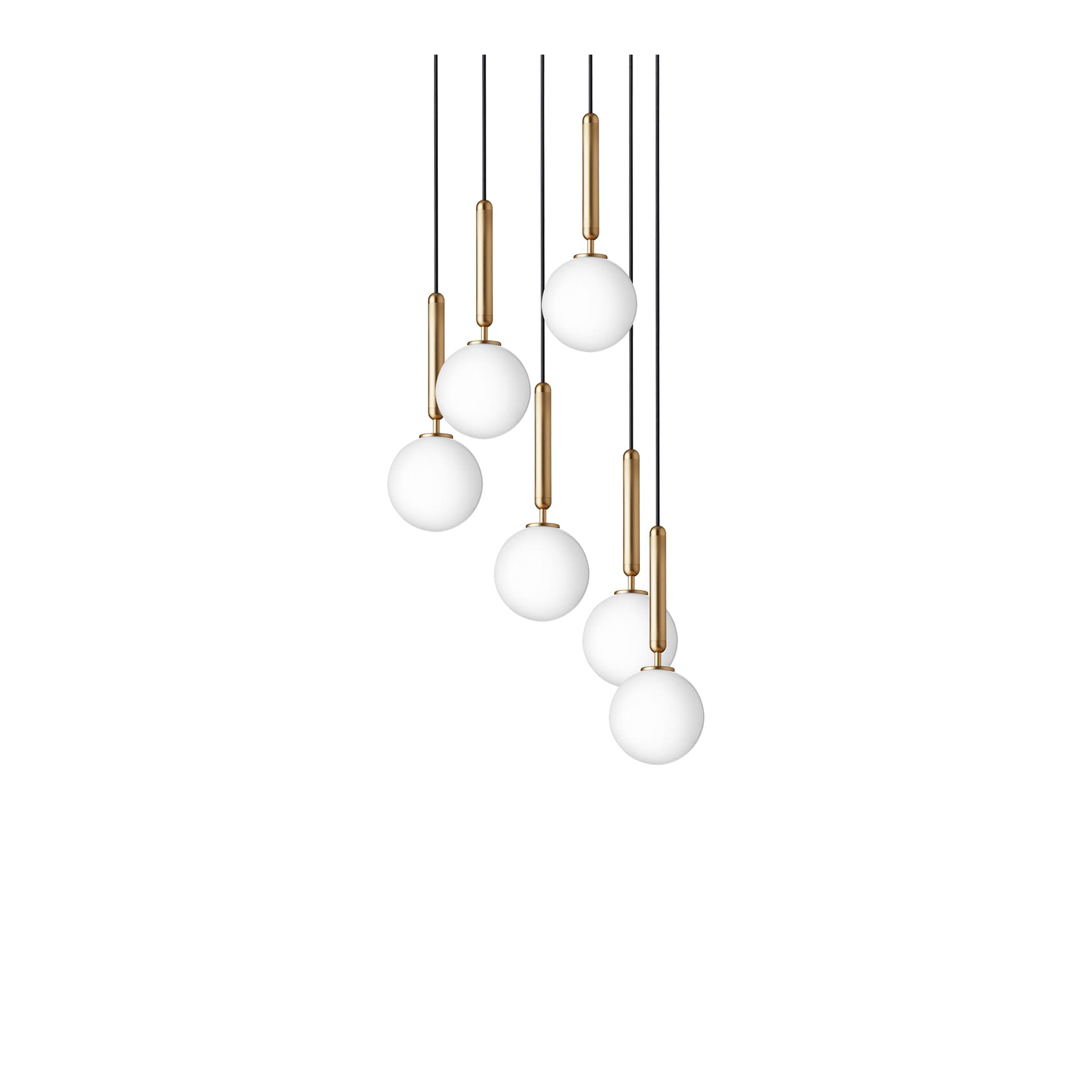Nuura Aps - Miira 6 lysekrone, Ø 35 cm, messing/opal, 6 lyskilder Nuura