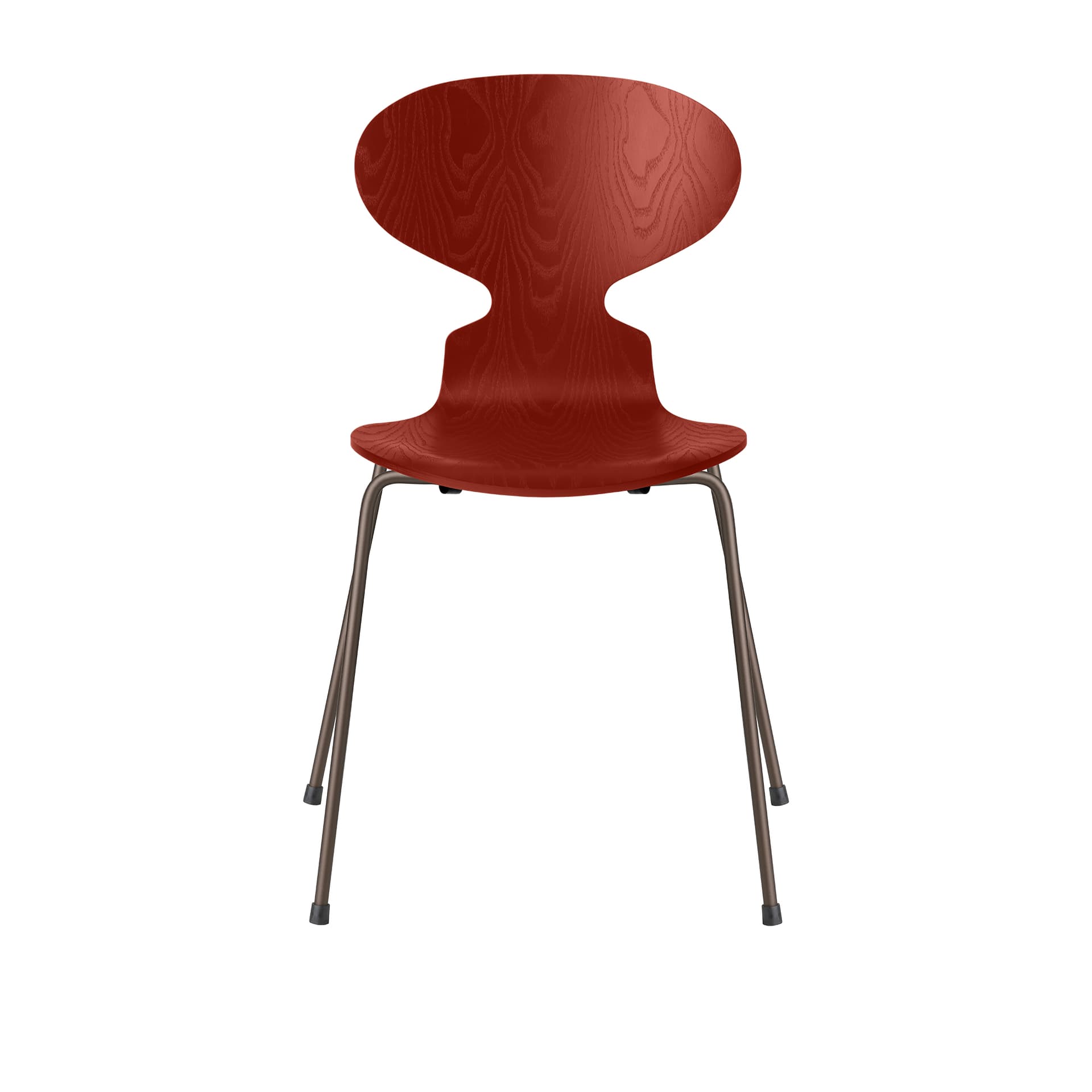 Fritz Hansen - Ant 3101 farget asketrefinér stålstativ brun bronse venetian red - Spisestoler - Arne Jacobsen - Rød - Metall/Tre