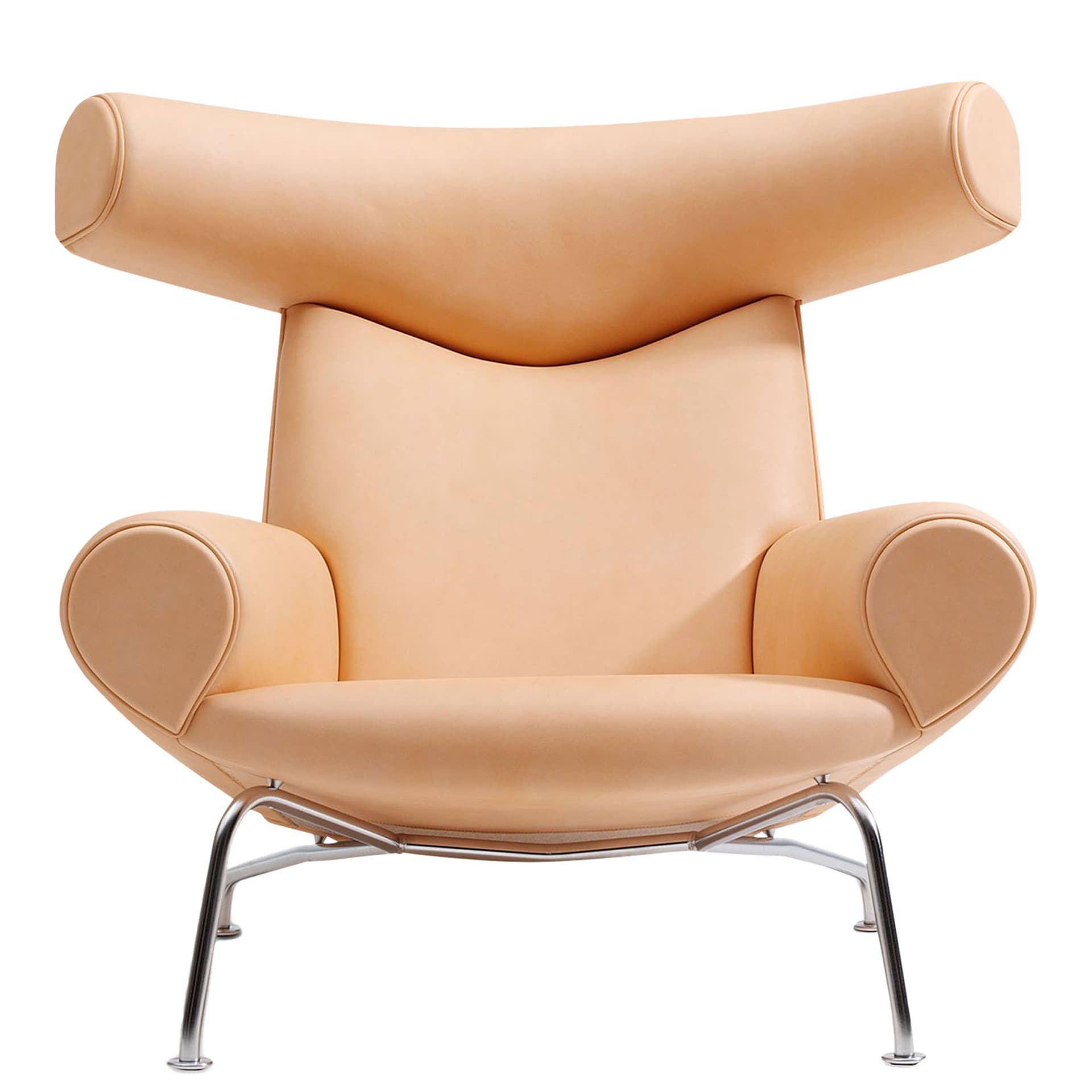 Fredericia Furniture - Wegner Ox Chair, Chrome, Leather Cat. 4 Vegeta 90 Natural - Lenestoler - Hans J. Wegner - Beige - Lær/Metall