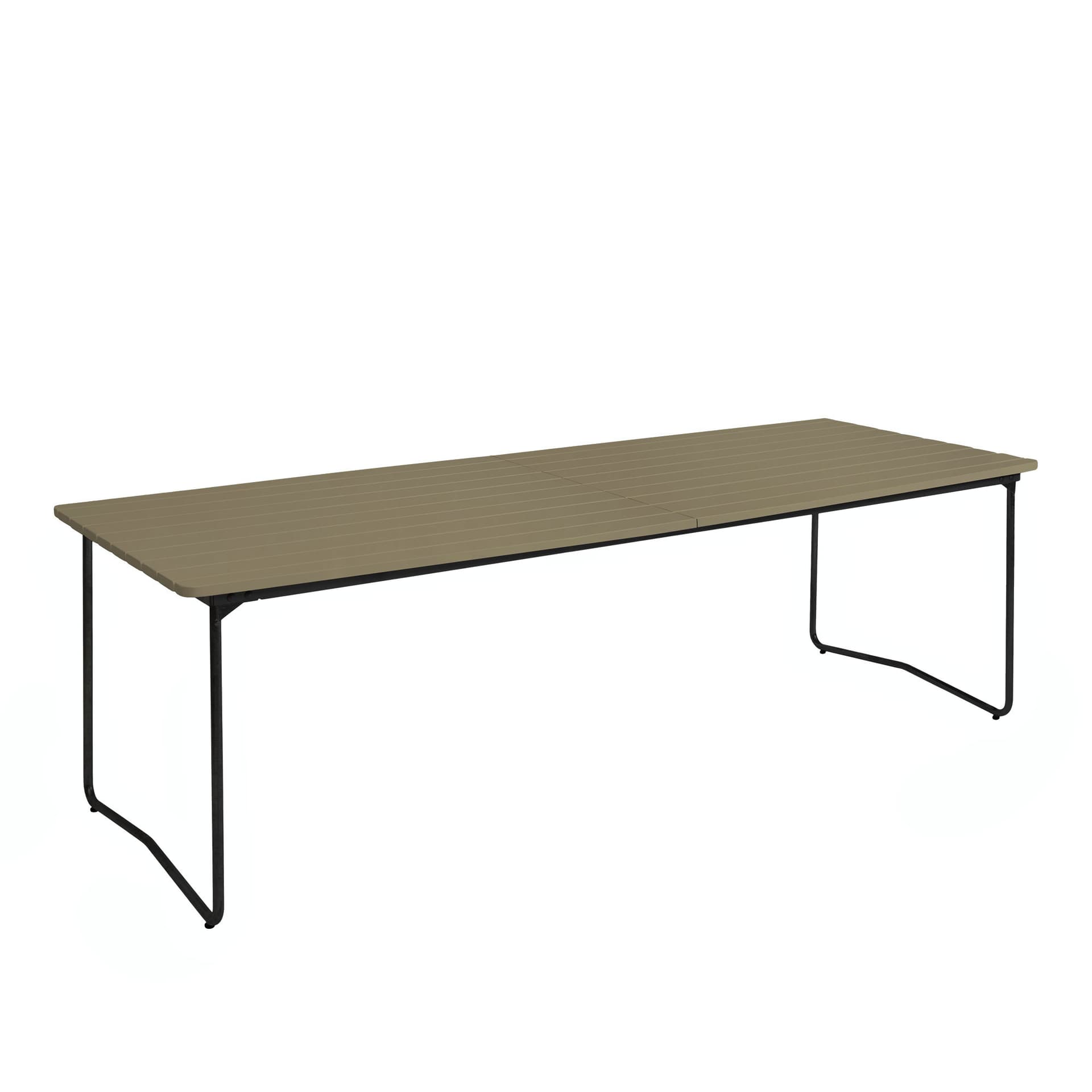 Grythyttan Stålmöbler - Bord B31 230cm svart stativ lysegrønn eik - Utendørs spisebord - Grønn