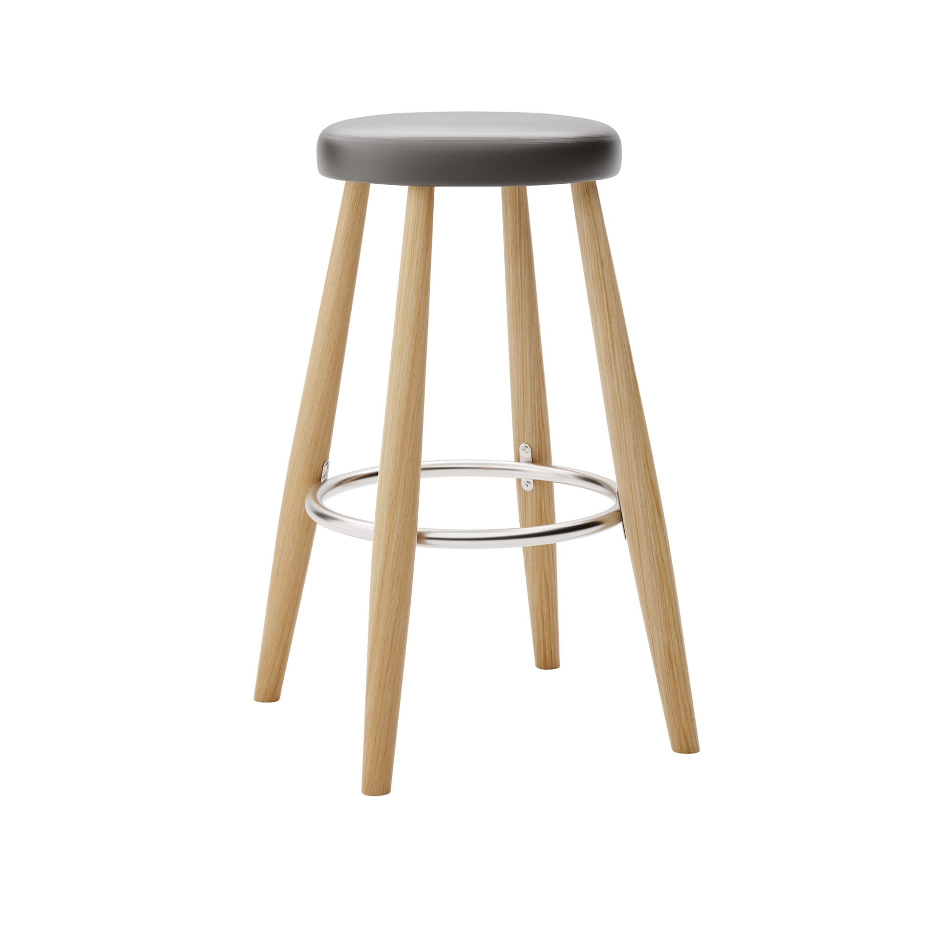 Carl Hansen - CH58 Low Stool, Oljad Ek, Lädergrupp B Thor - 377 - Barstoler & barkrakker - Hans J. Wegner - Tre farget - Lær/Metall/Tre