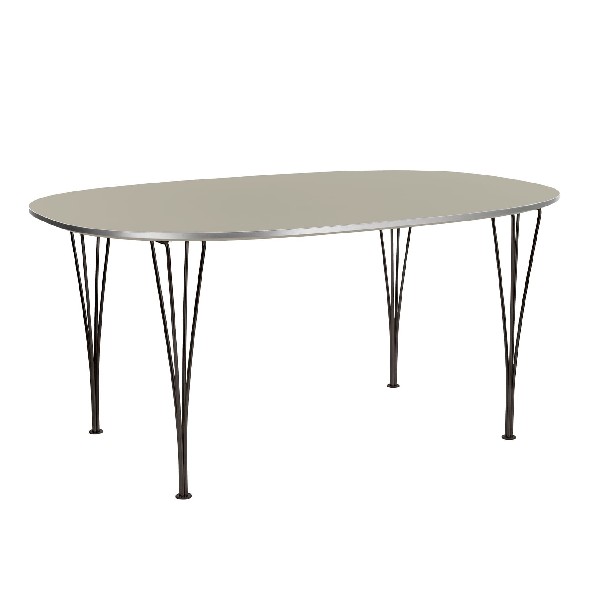 Fritz Hansen - Superellips B616 – 170x100 cm Grey Efeso/Warm Graphite - Spisebord - Arne Jacobsen,Bruno Mathsson,Piet Hein - Grå - Metall/Tre