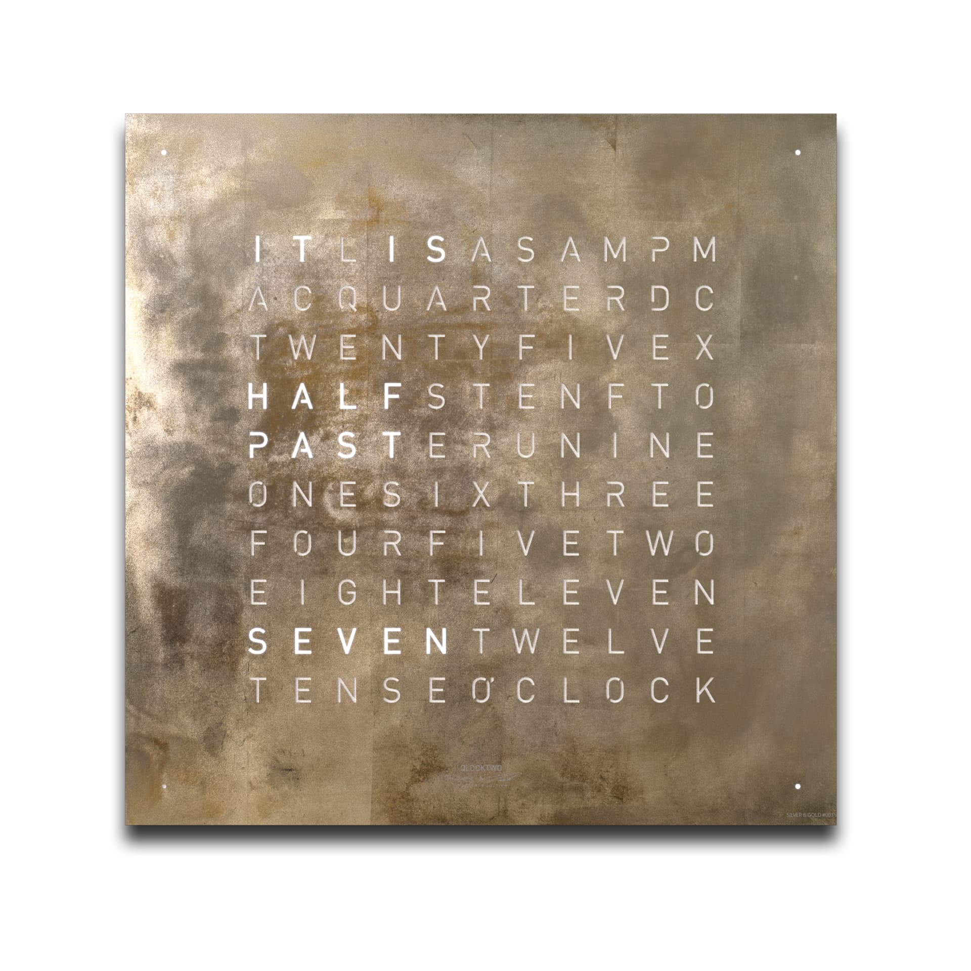 Qlocktwo - Earth 45 Creator's Edition Silver And Gold White Corpus – English - Klokker - Biegert & Funk - Gull,Hvit