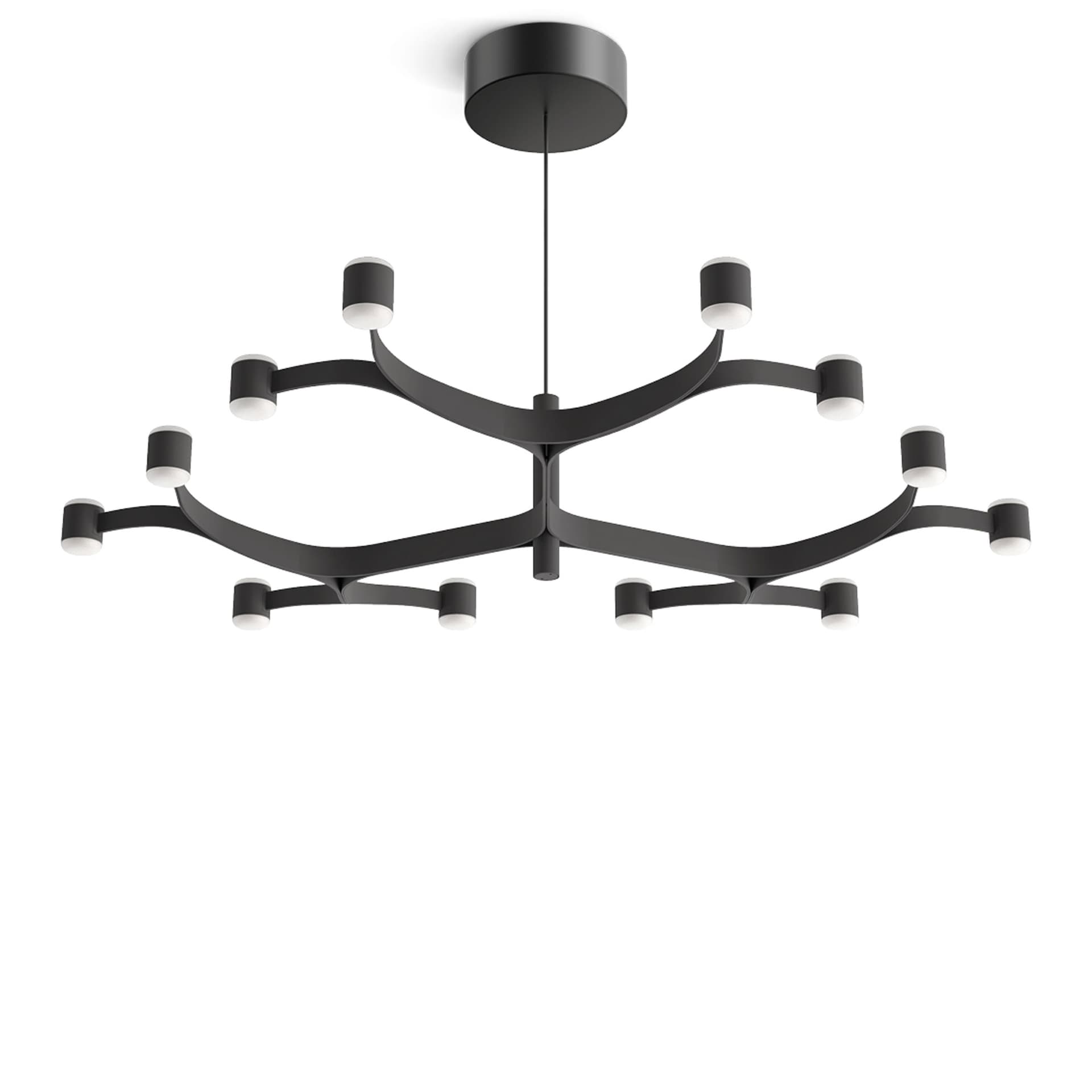 Stilnovo - Fronda 12 Phase-Cut lysekrone textured black - Lysekroner - Pio & Tito Toso - Svart