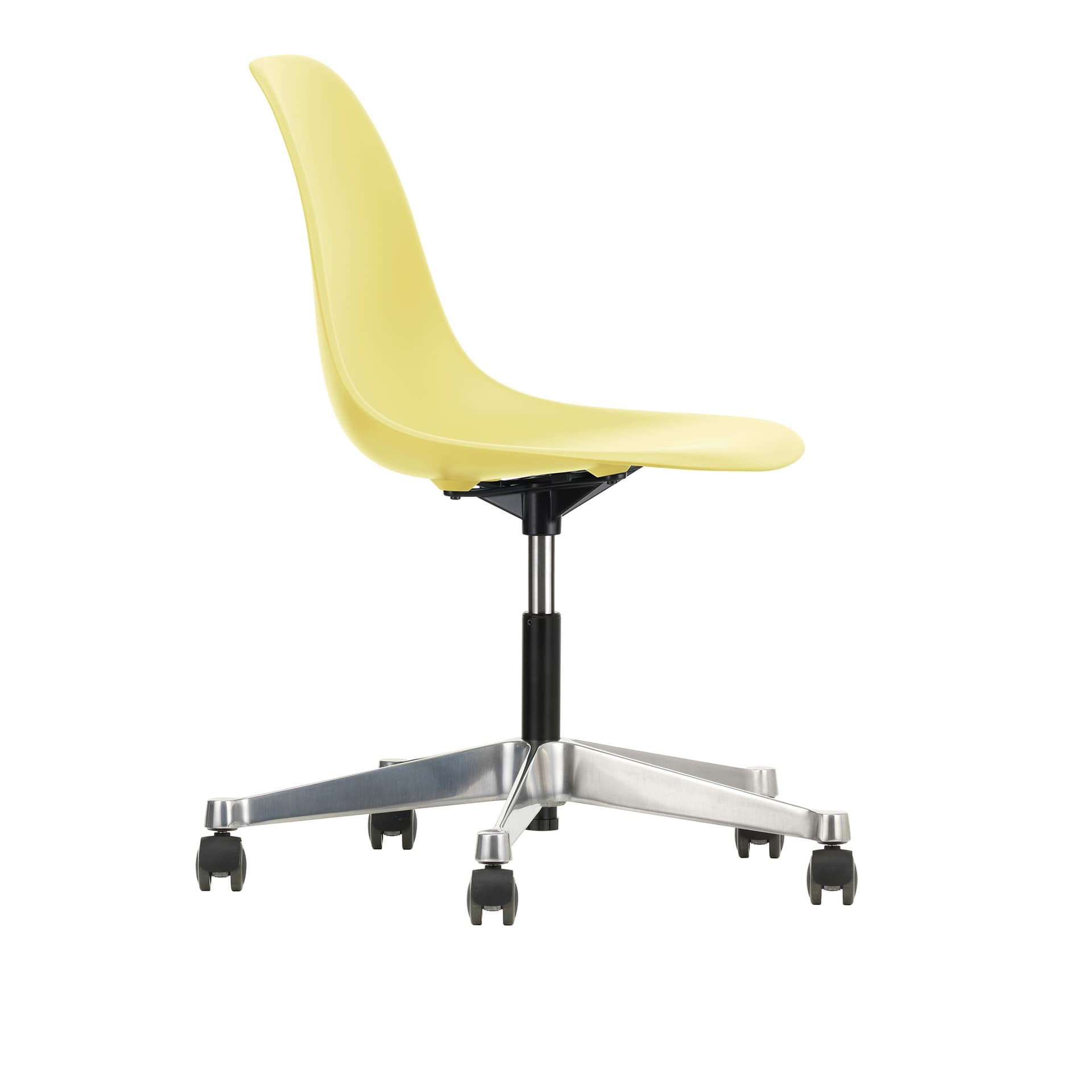 Vitra - Eames RE Plastic Chair PSCC 92 Citron, Castors Soft - Kontorstoler - Charles & Ray Eames - Gul
