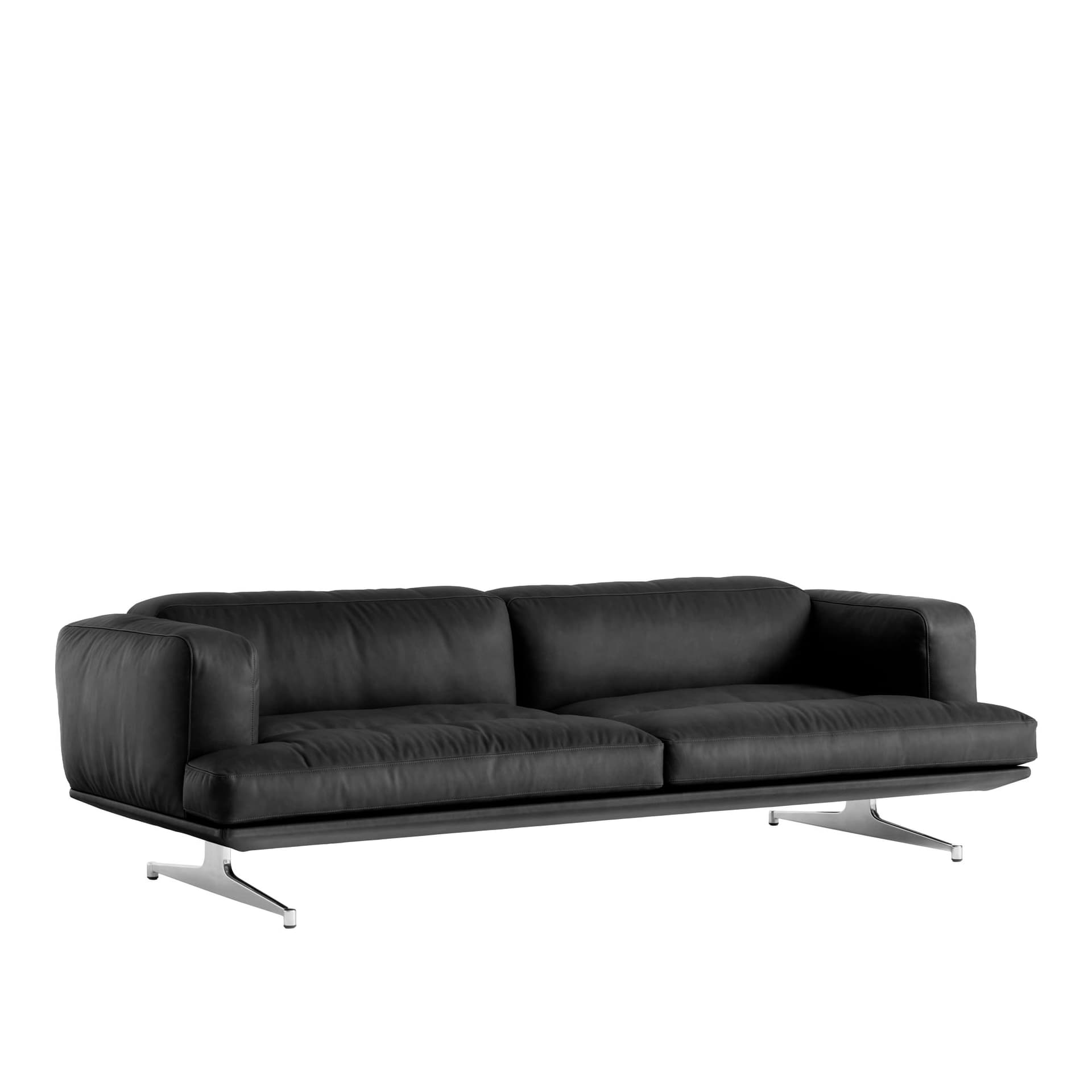 &Tradition - Inland AV23 3-seters sofa aluminium/Noble svart skinn - Sofaer - Anderssen & Voll