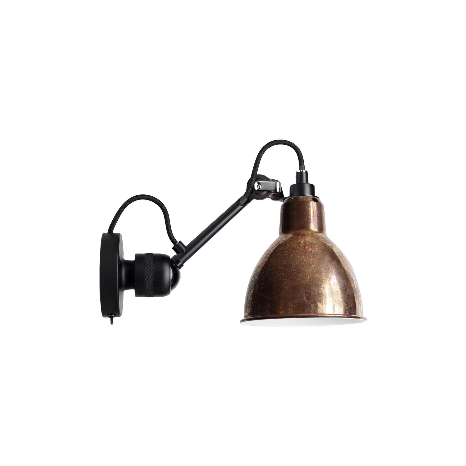 Lampe Gras - 304SW Vegglampe Svart/Raw Kobber/Hvit
