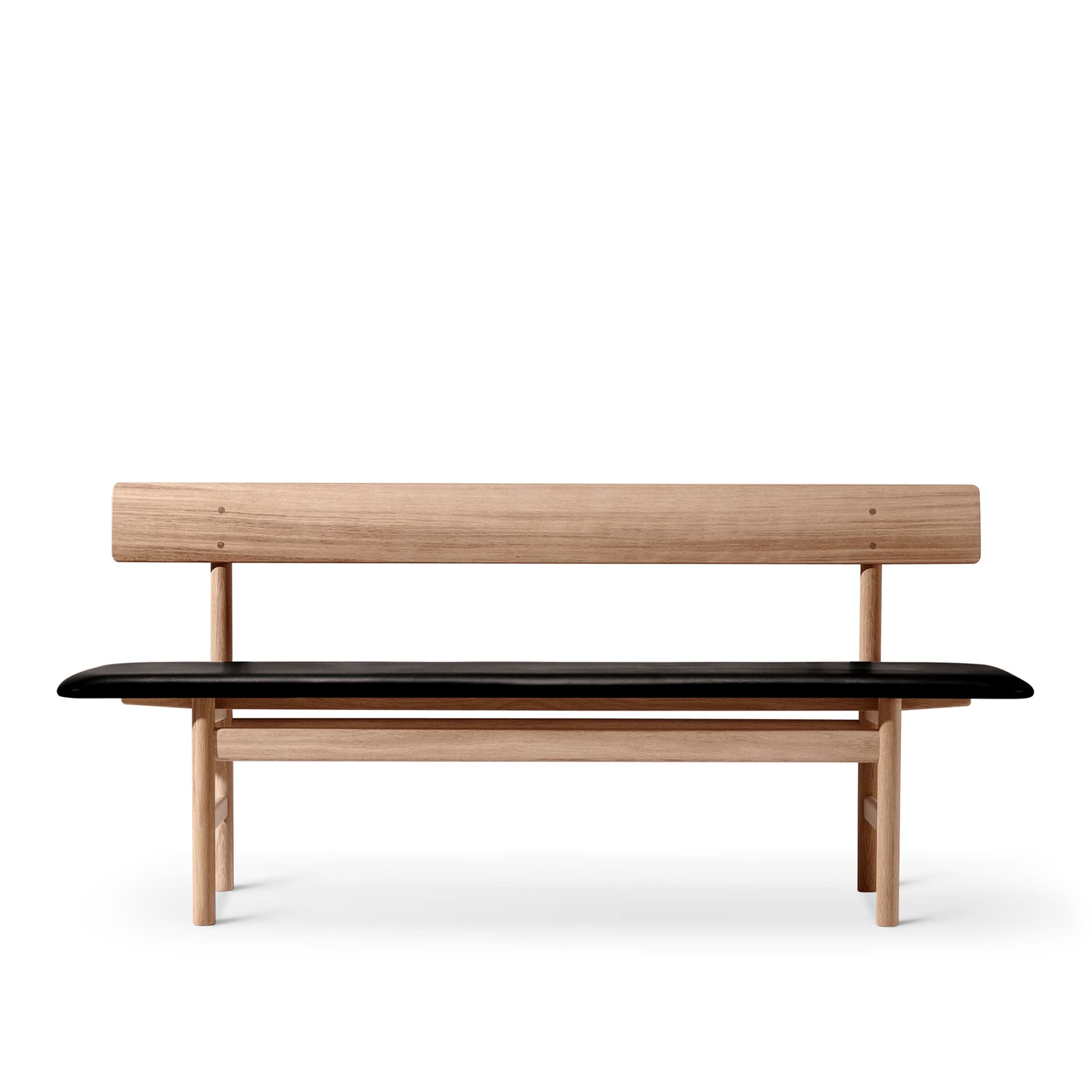 Fredericia Furniture - The Mogensen Bench, Oljad ek, Omni Black 301 - Benker - Børge Mogensen - Svart - Lær/Tre