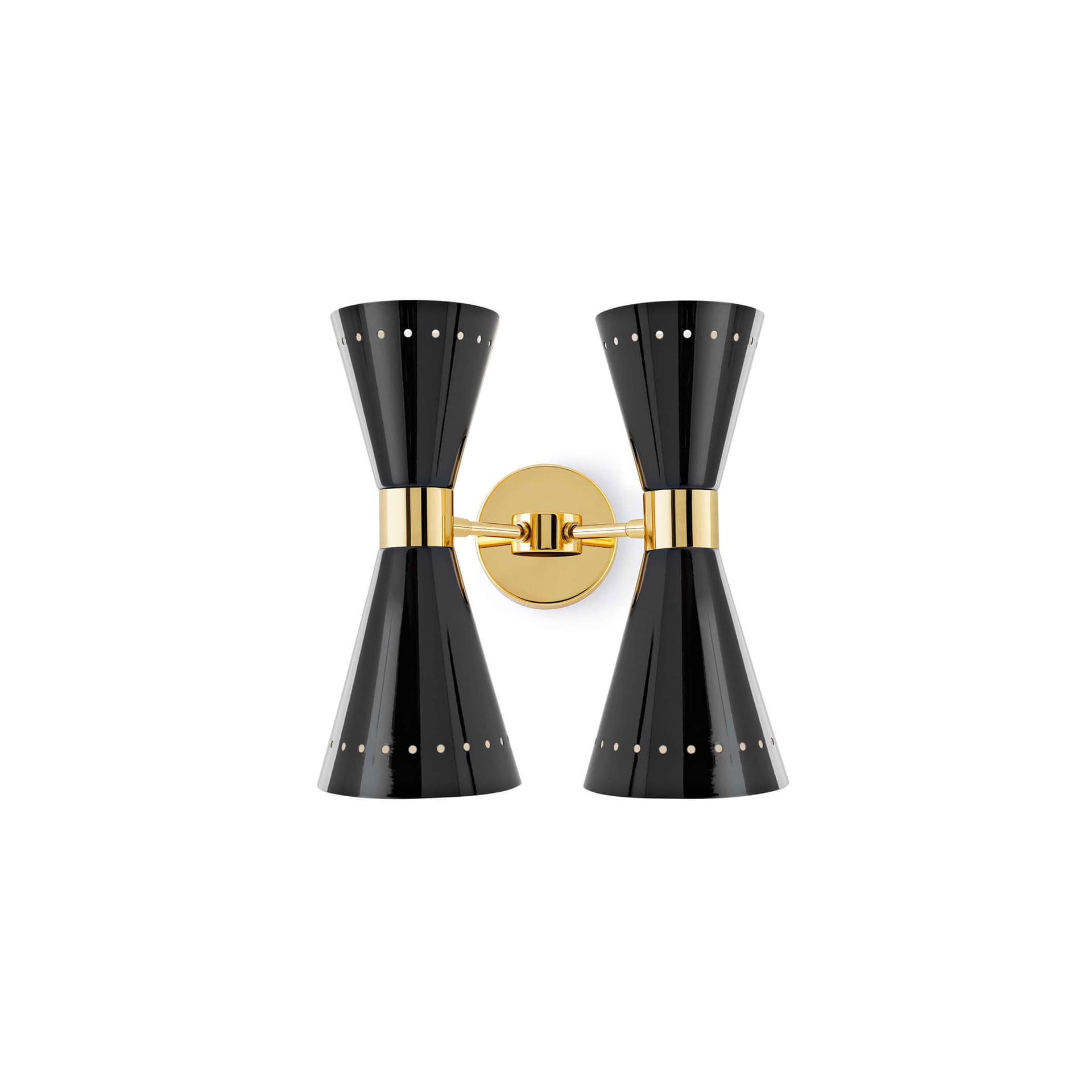 Stilnovo - Megafono Wall 2, Gold/Black - Vegglamper - Svart - Metall