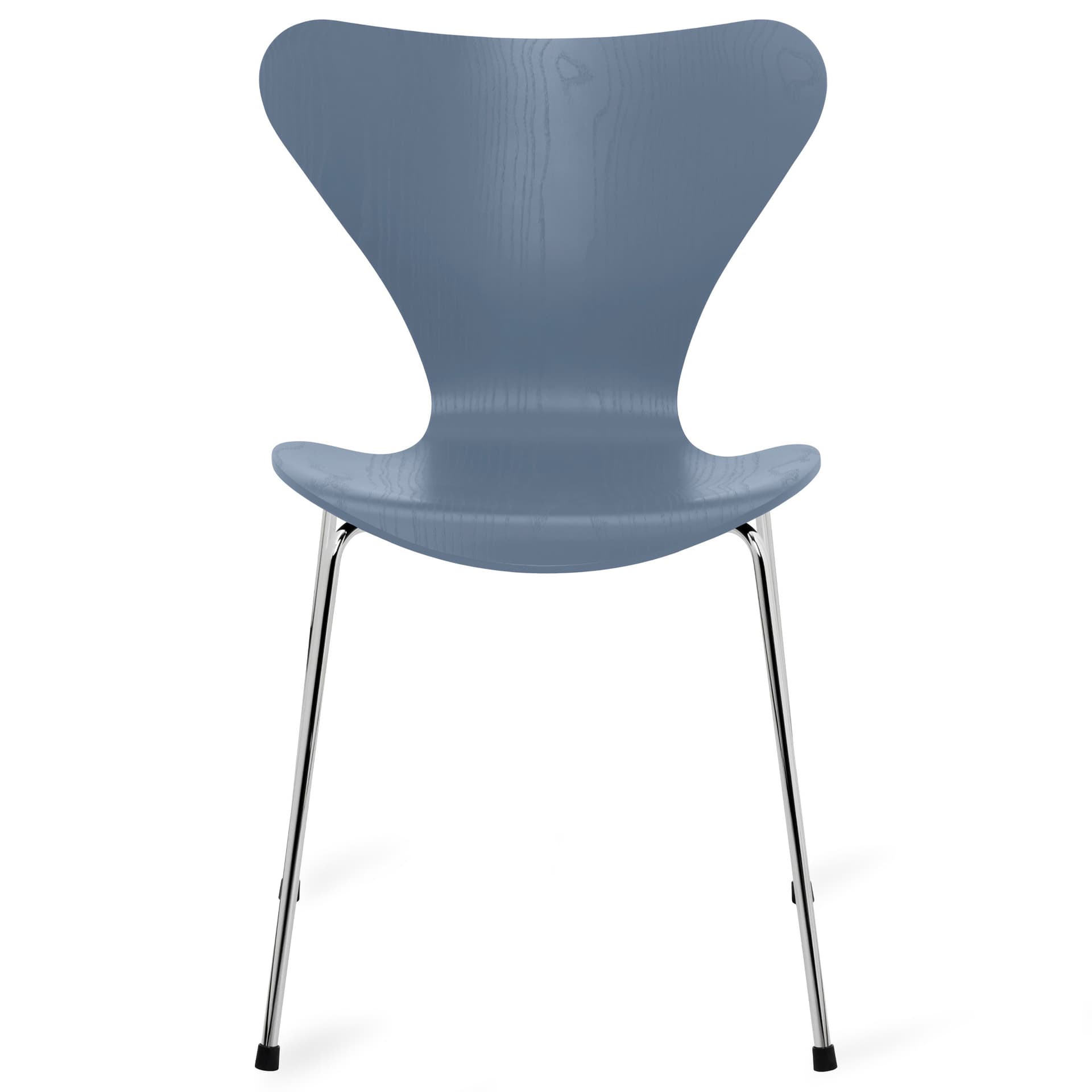 Fritz Hansen - Series 7 stol 3107 farget askfiner stålram krom dusk blue - Spisestoler - Arne Jacobsen - Blå - Metall/Tre