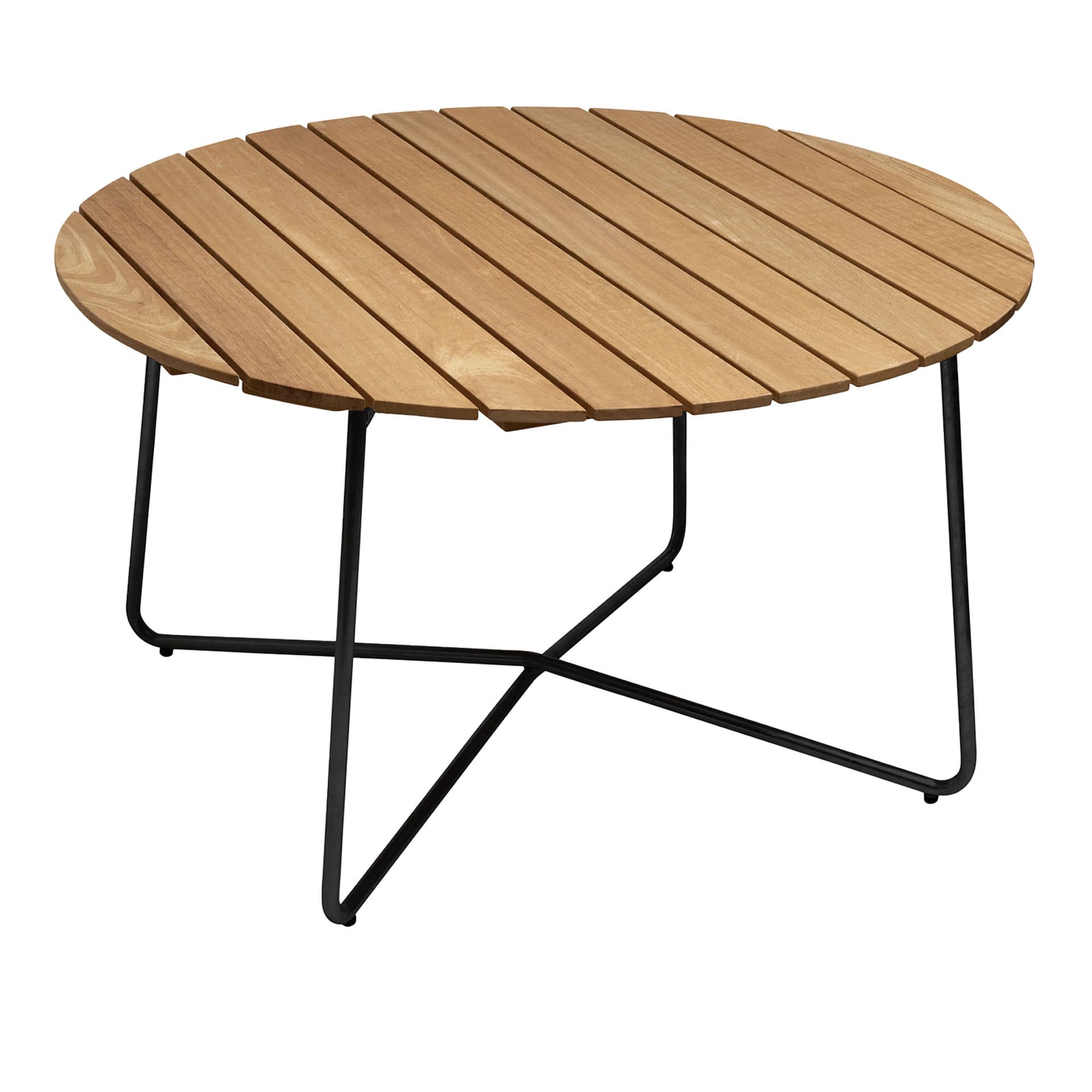 Grythyttan Stålmöbler - Bord 9A Ø120cm svart stativ oljet eik - Utendørs spisebord - Tre farget