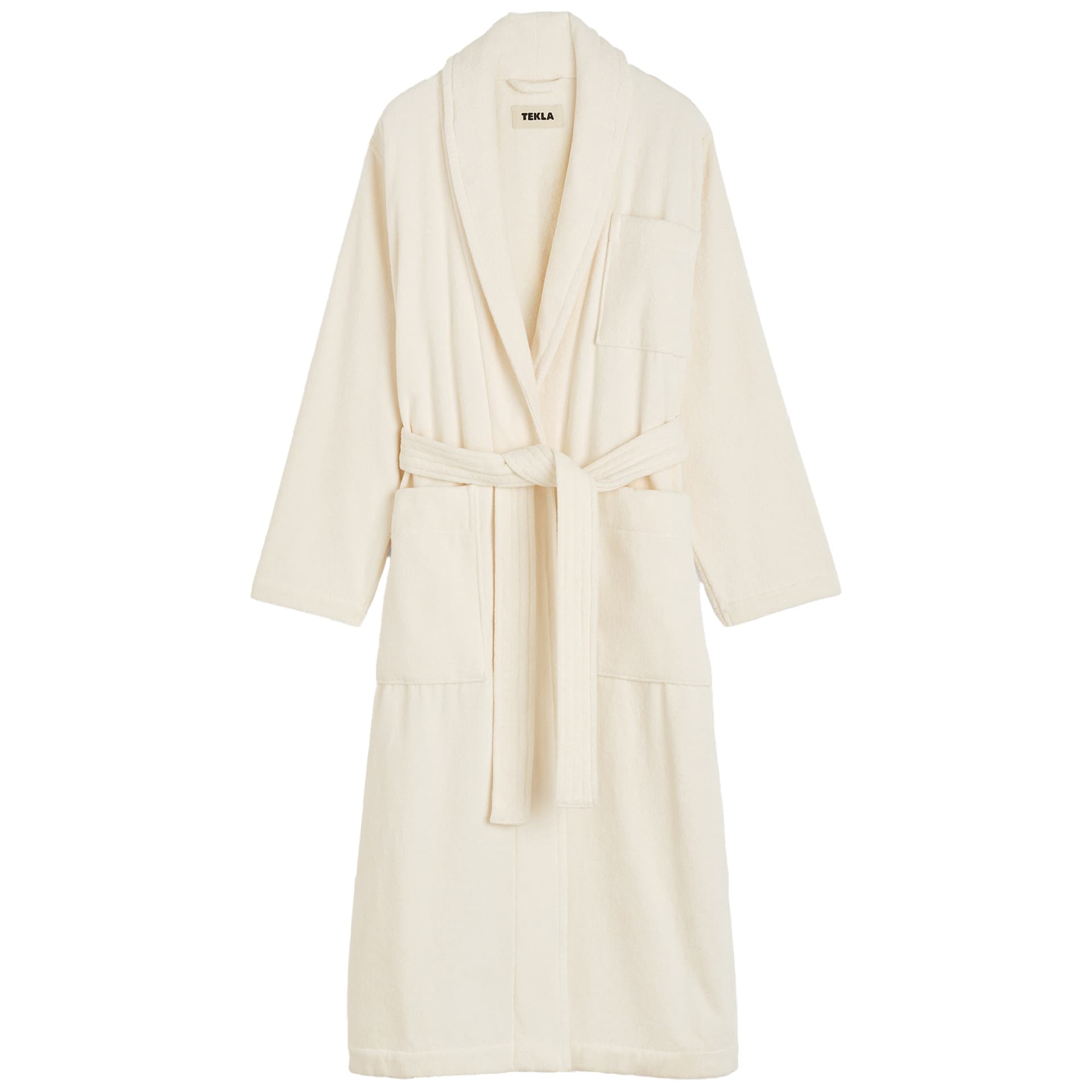 Tekla - Classic Bathrobe Solid, Large, Ivory - Badekåper - Hvit